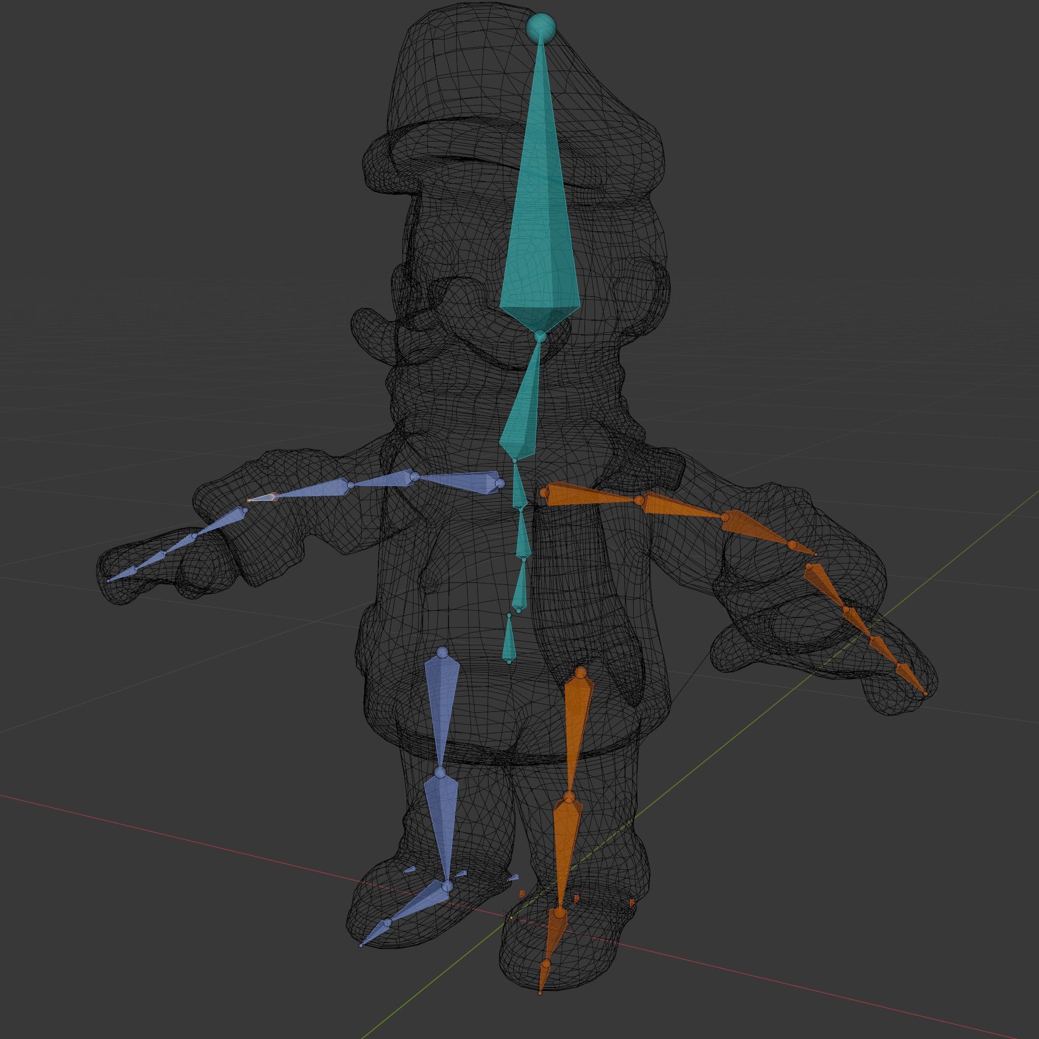 Striped Suit Character with Red Scarf Rigged and Animated Low-poly 3D model_6