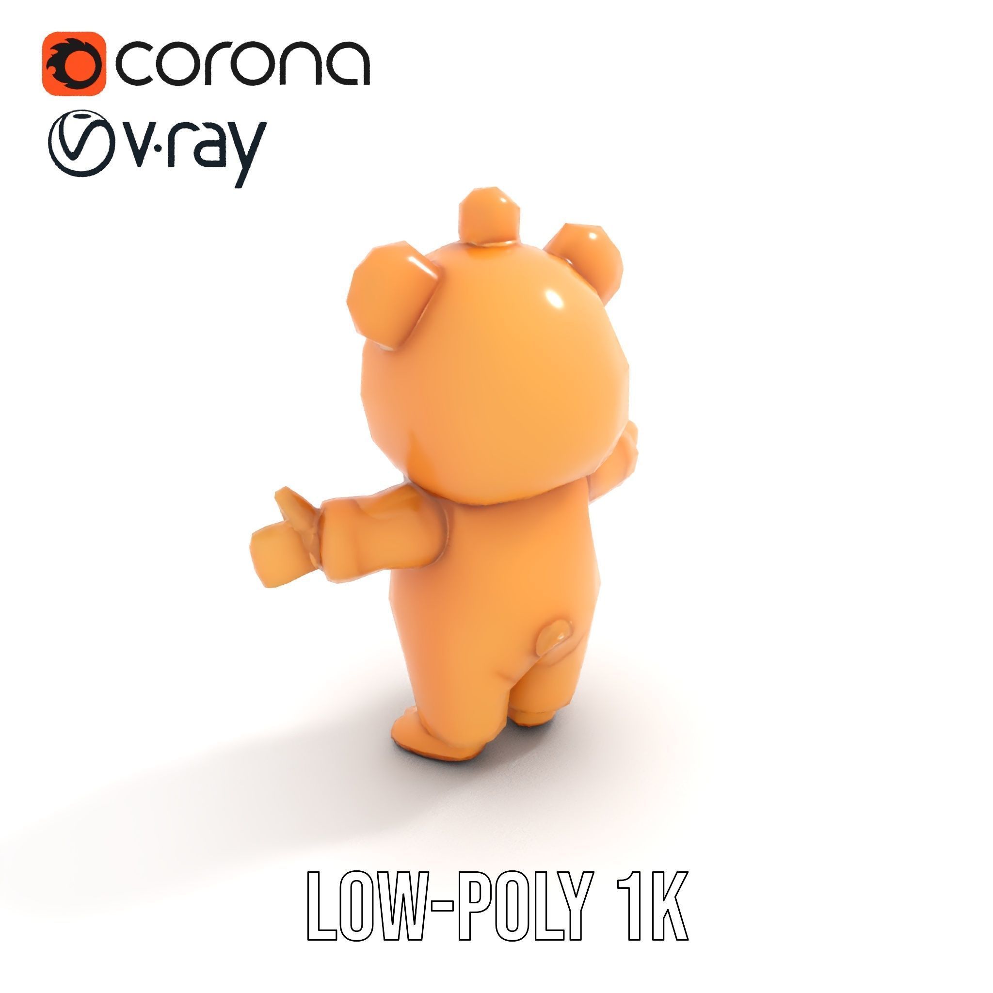 Cute Bear Character Rigged and Animated for Games and VR Low-poly 3D model_12
