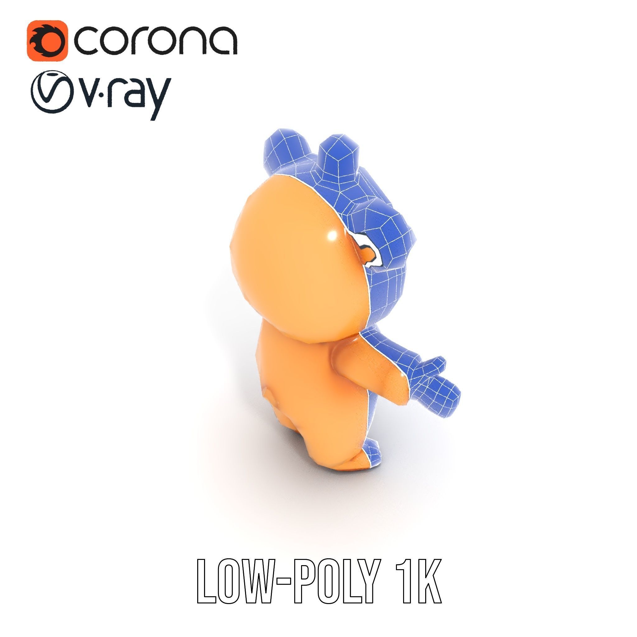 Cute Bear Character Rigged and Animated for Games and VR Low-poly 3D model_7