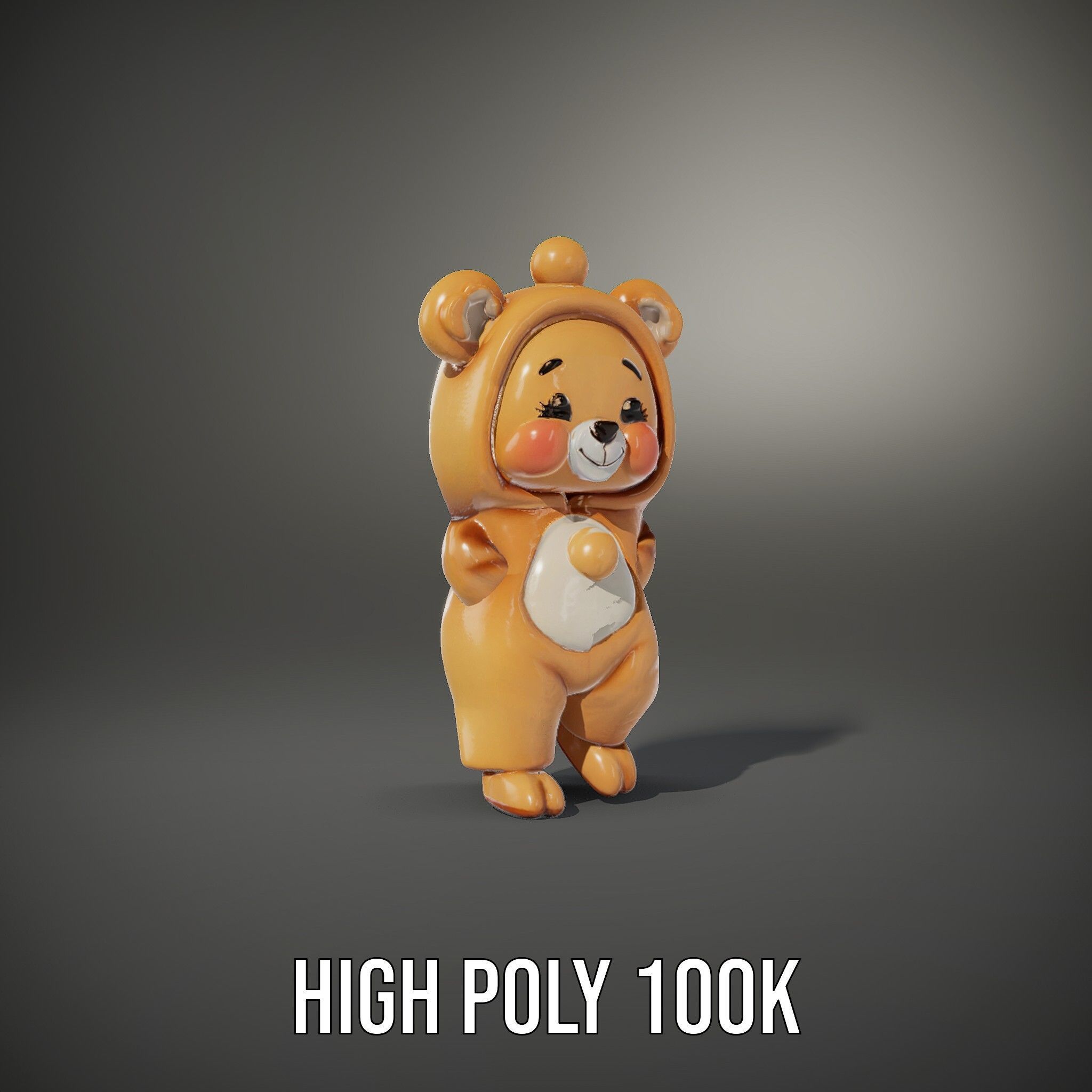 Cute Bear Character Rigged and Animated for Games and VR Low-poly 3D model_8