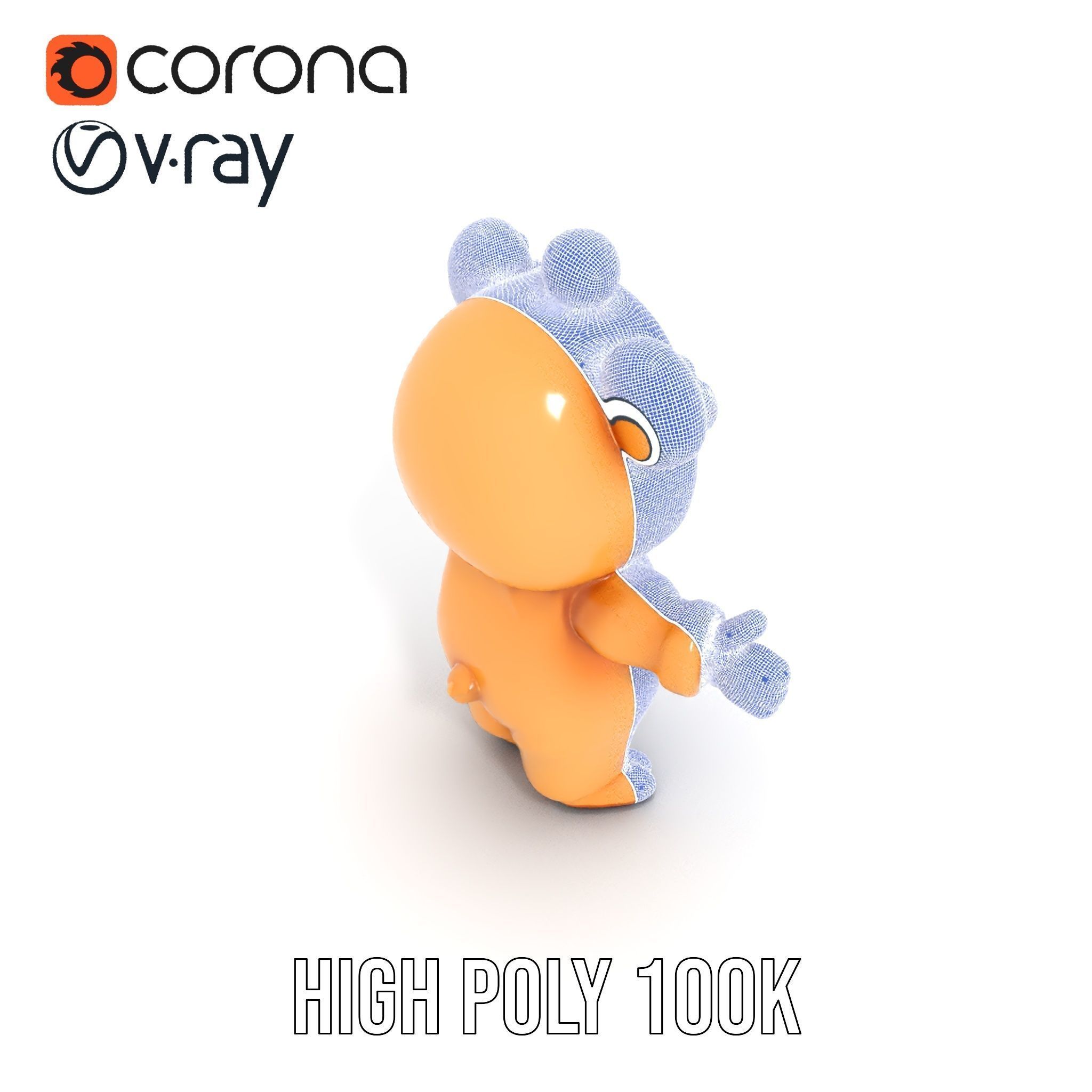 Cute Bear Character Rigged and Animated for Games and VR Low-poly 3D model_33