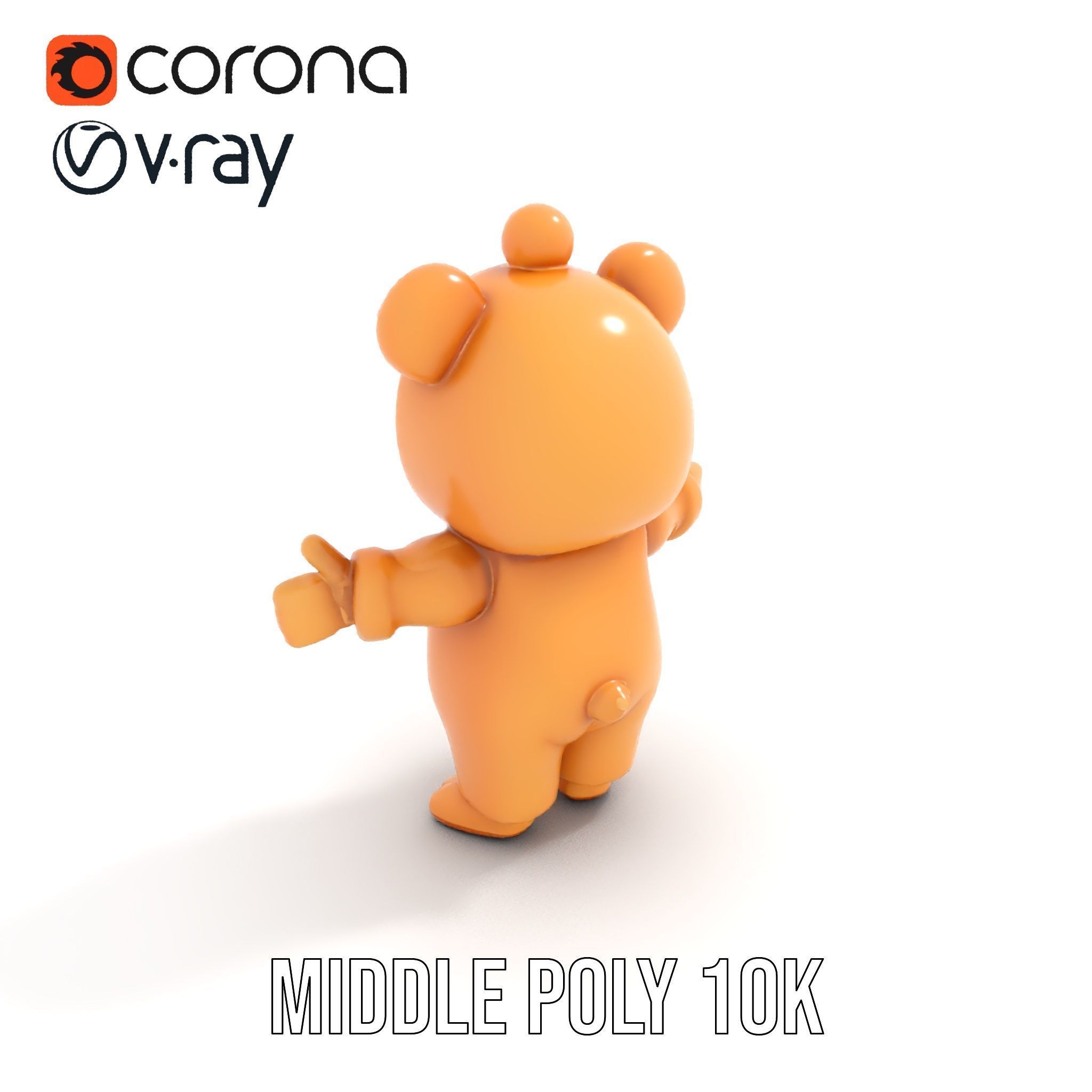 Cute Bear Character Rigged and Animated for Games and VR Low-poly 3D model_22