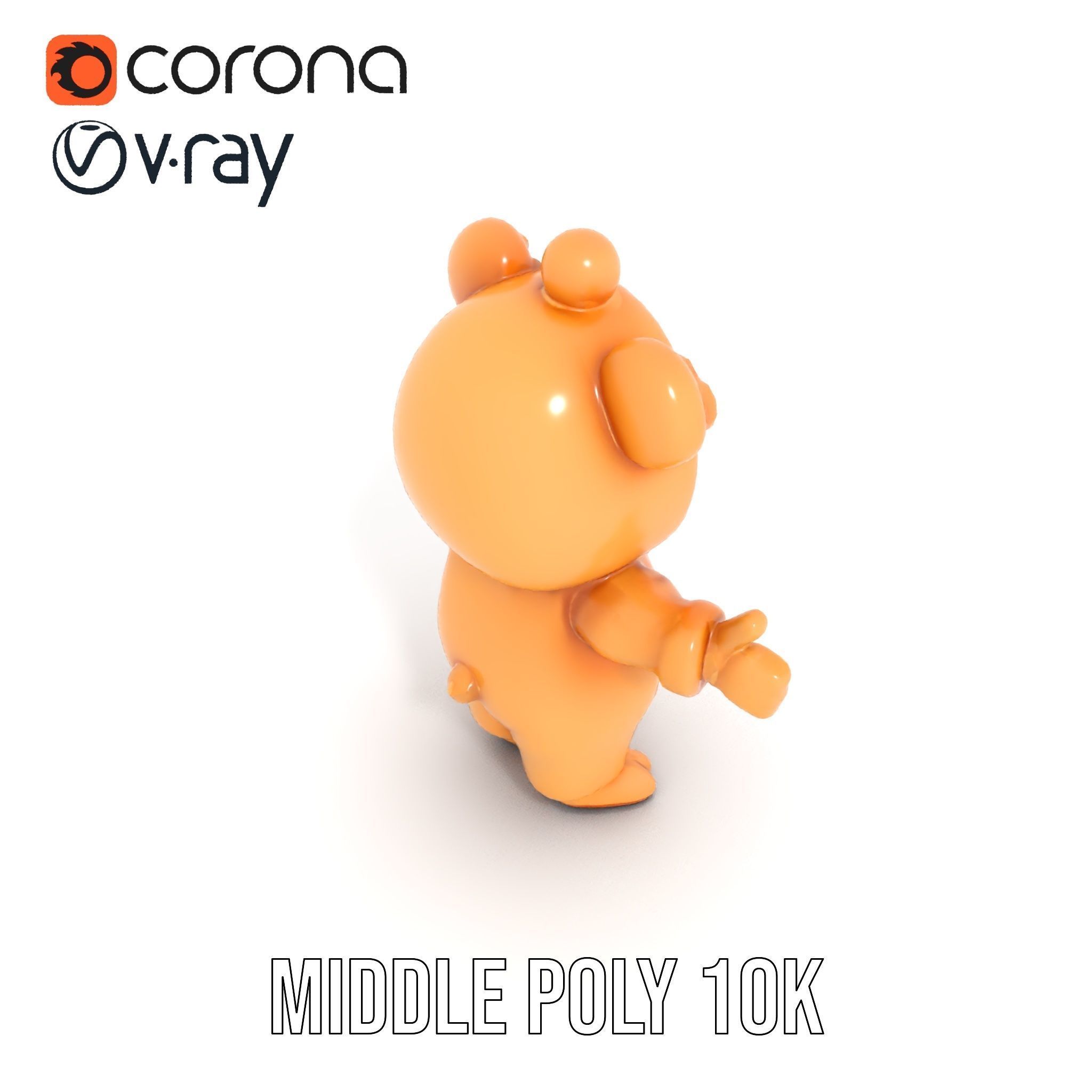 Cute Bear Character Rigged and Animated for Games and VR Low-poly 3D model_11