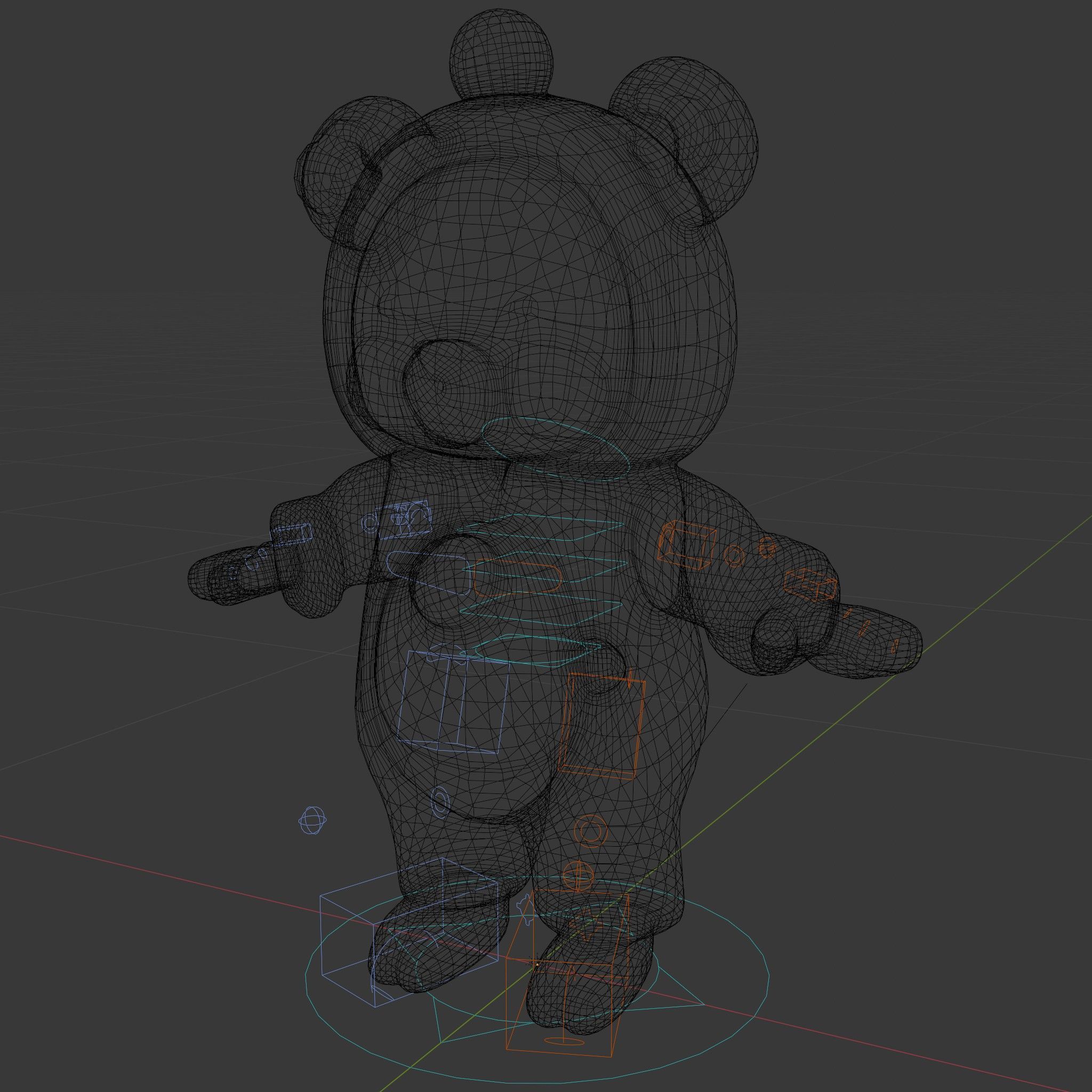 Cute Bear Character Rigged and Animated for Games and VR Low-poly 3D model_6