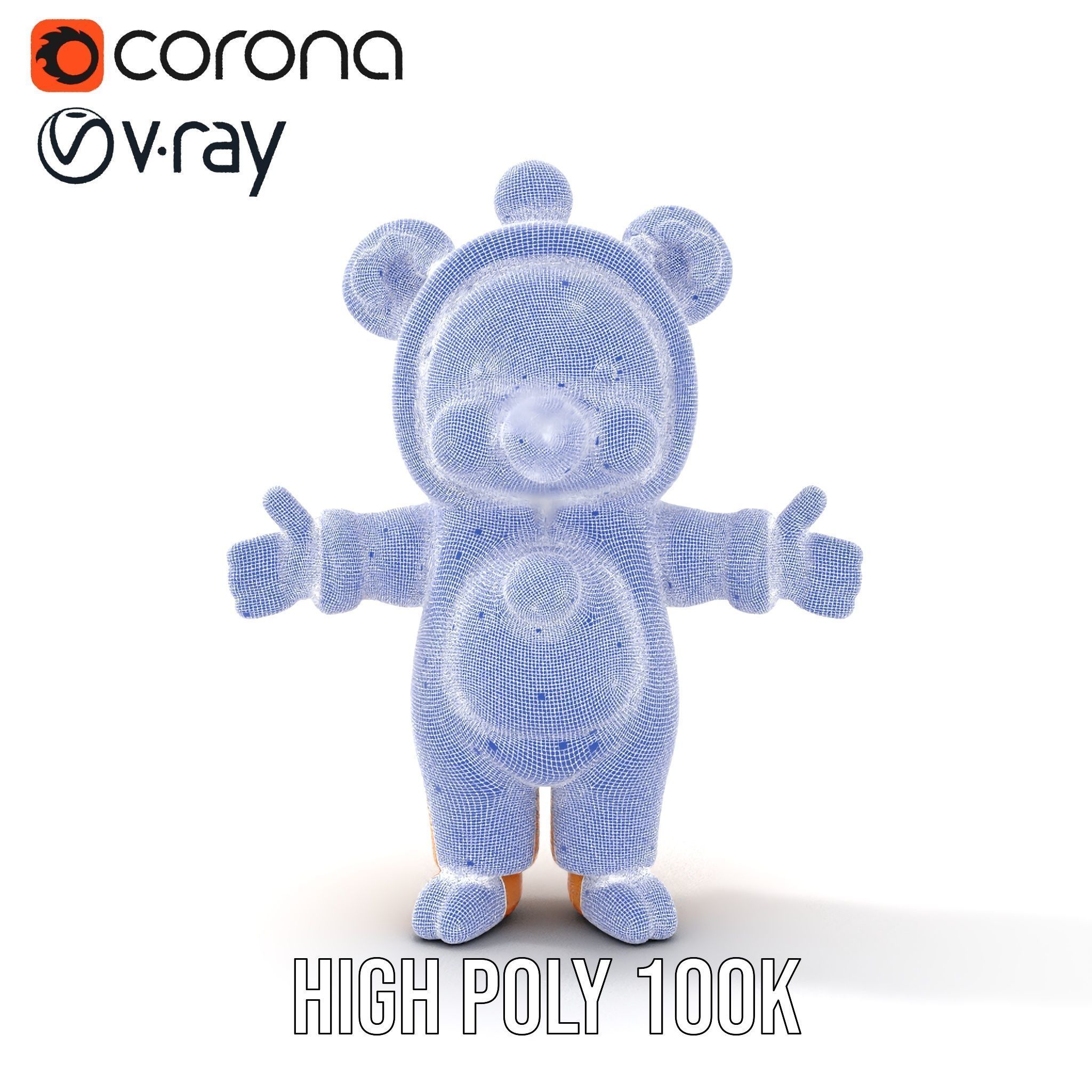 Cute Bear Character Rigged and Animated for Games and VR Low-poly 3D model_31