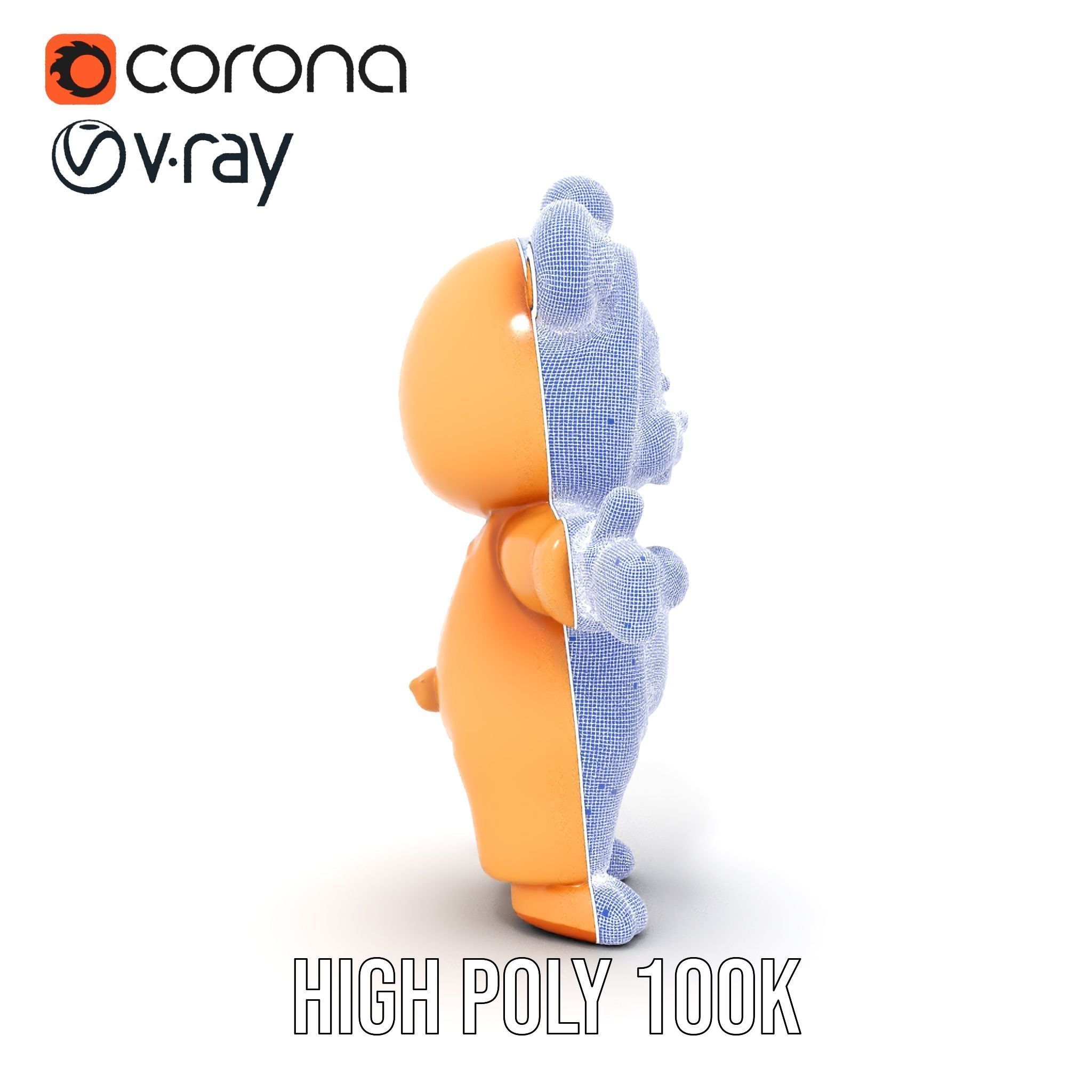 Cute Bear Character Rigged and Animated for Games and VR Low-poly 3D model_36