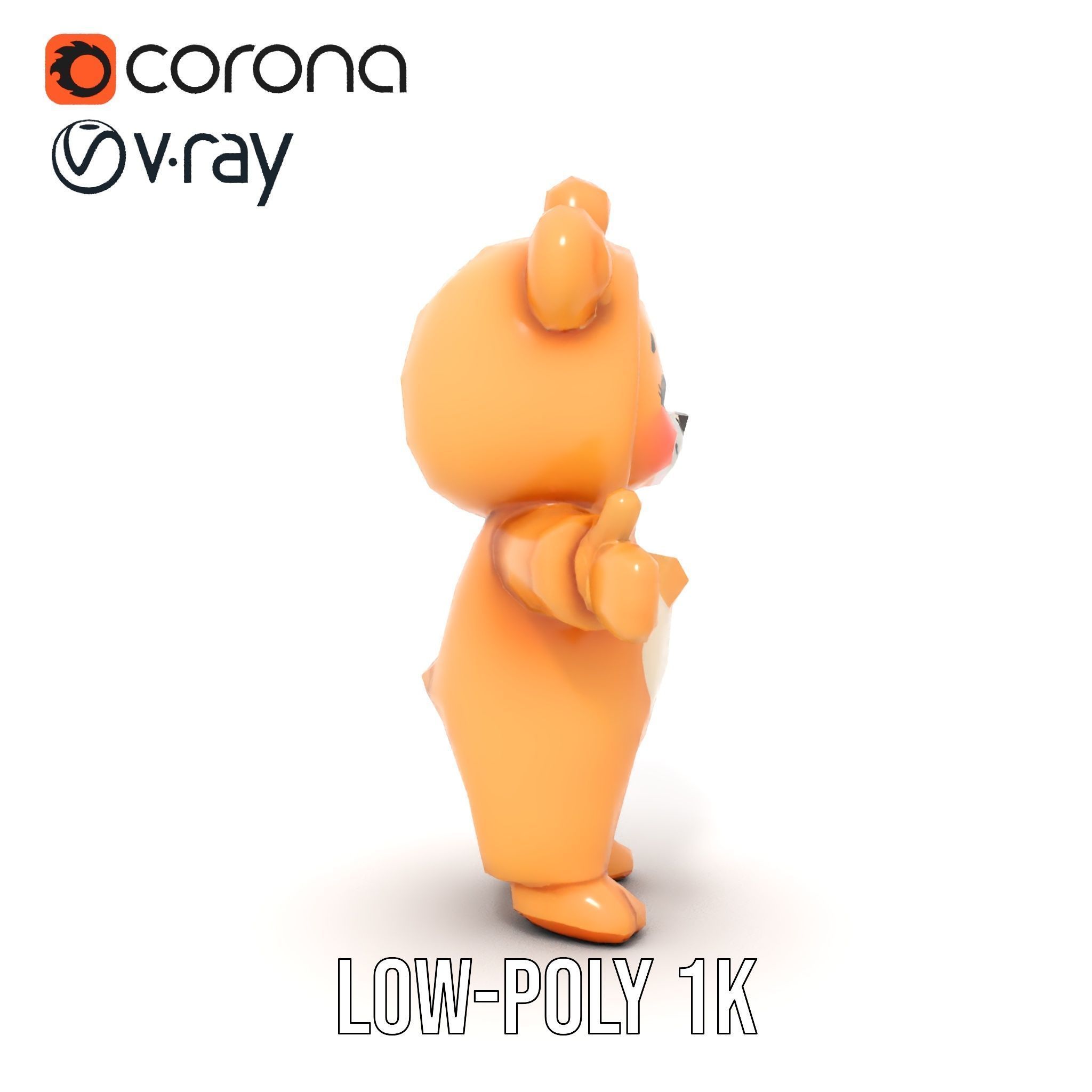 Cute Bear Character Rigged and Animated for Games and VR Low-poly 3D model_9