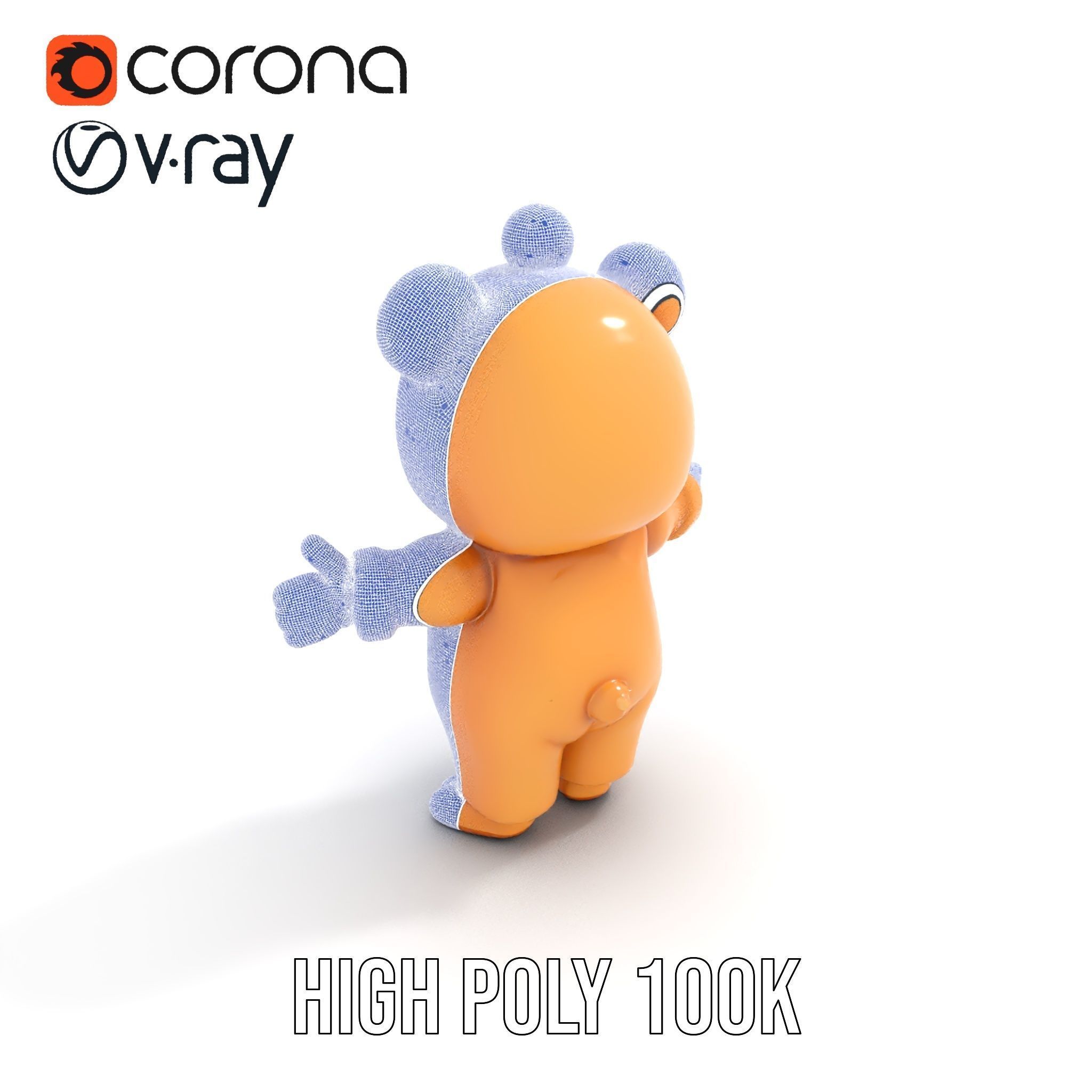 Cute Bear Character Rigged and Animated for Games and VR Low-poly 3D model_35