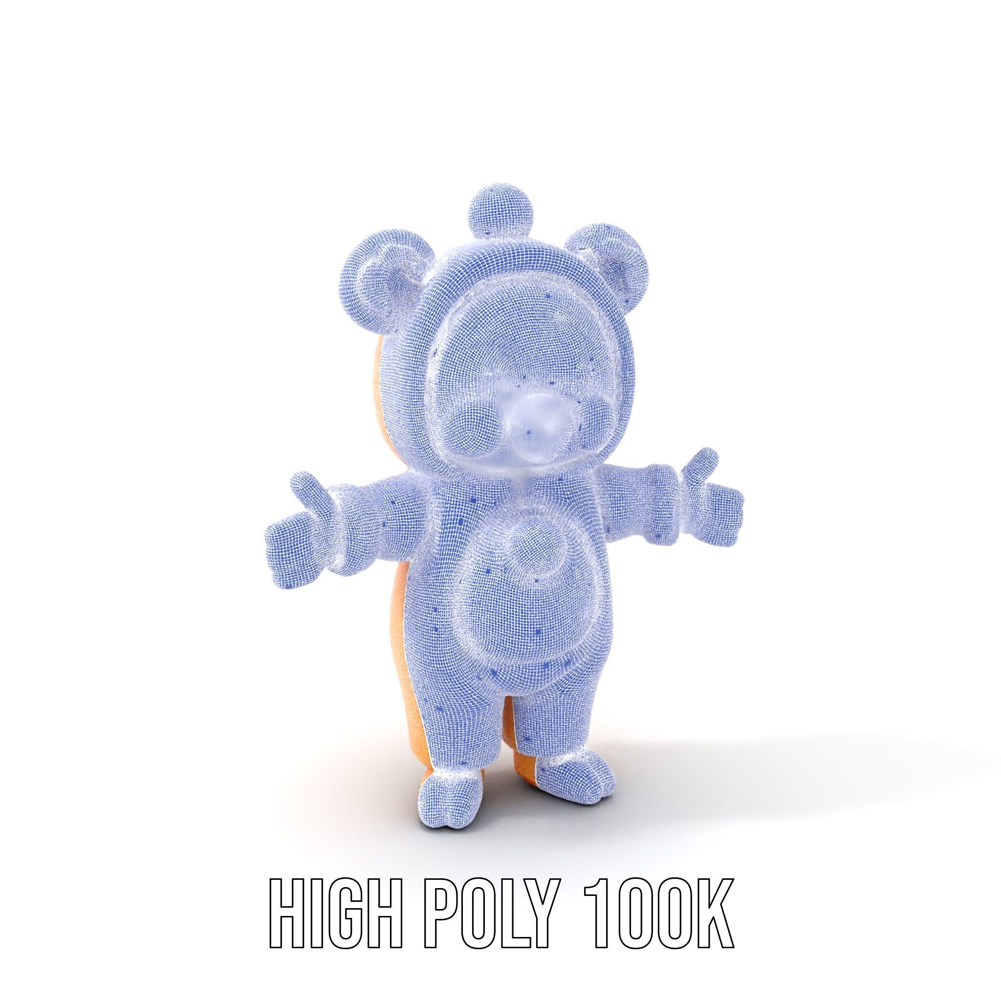 Cute Bear Character Rigged and Animated for Games and VR Low-poly 3D model_4