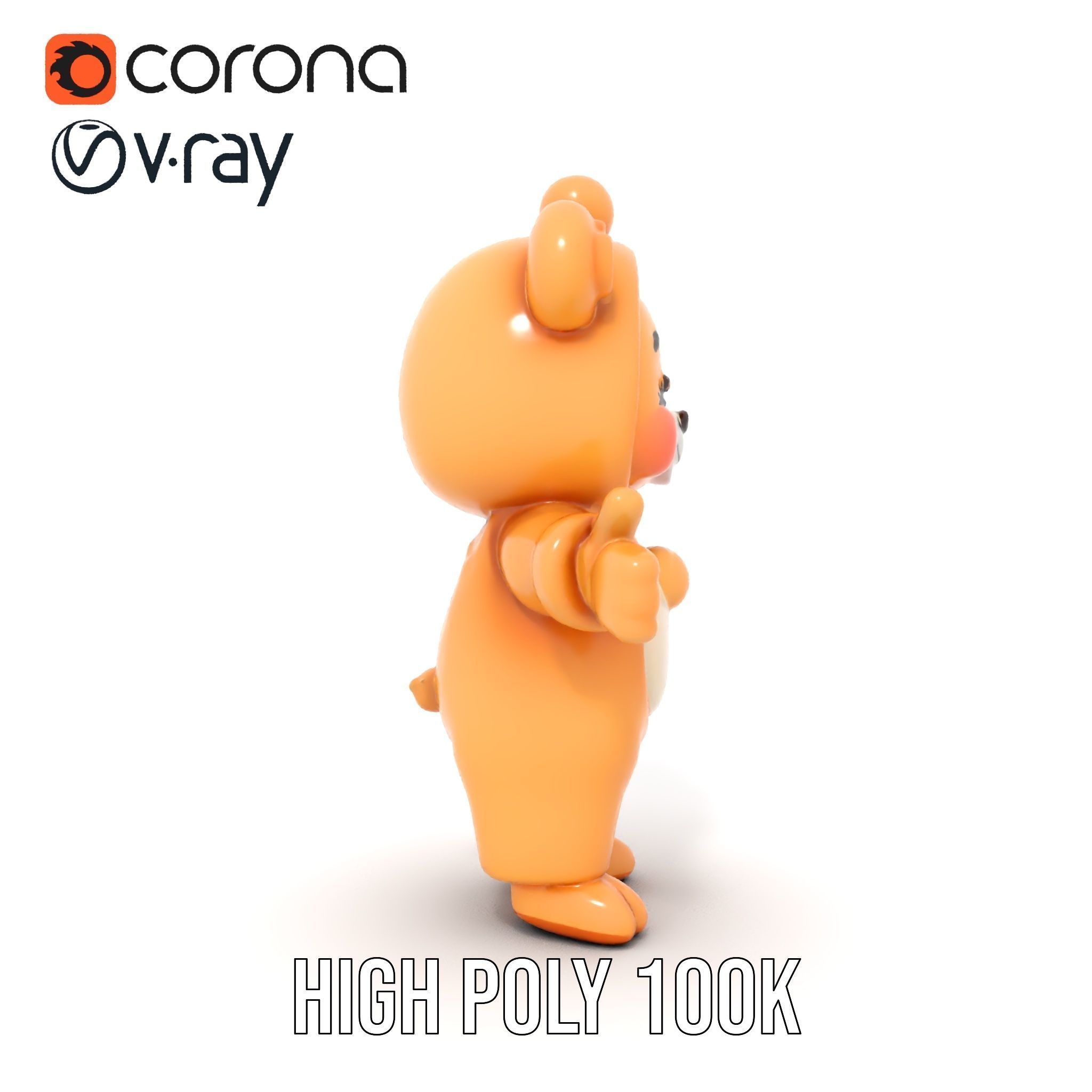 Cute Bear Character Rigged and Animated for Games and VR Low-poly 3D model_21