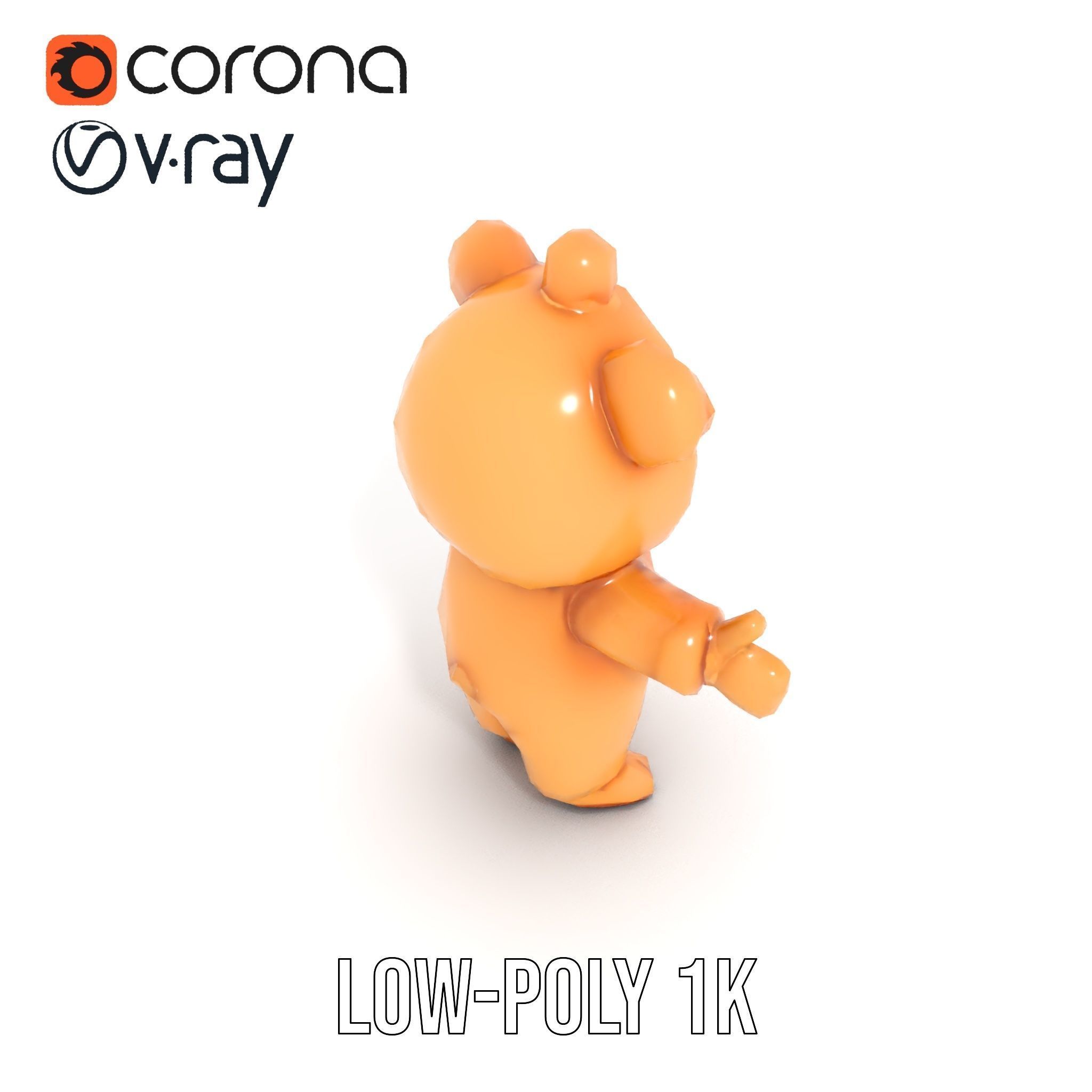 Cute Bear Character Rigged and Animated for Games and VR Low-poly 3D model_14