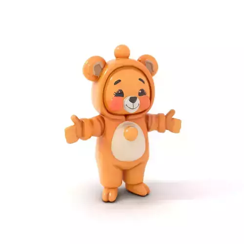 Cute Bear Character Rigged and Animated for Games and VR