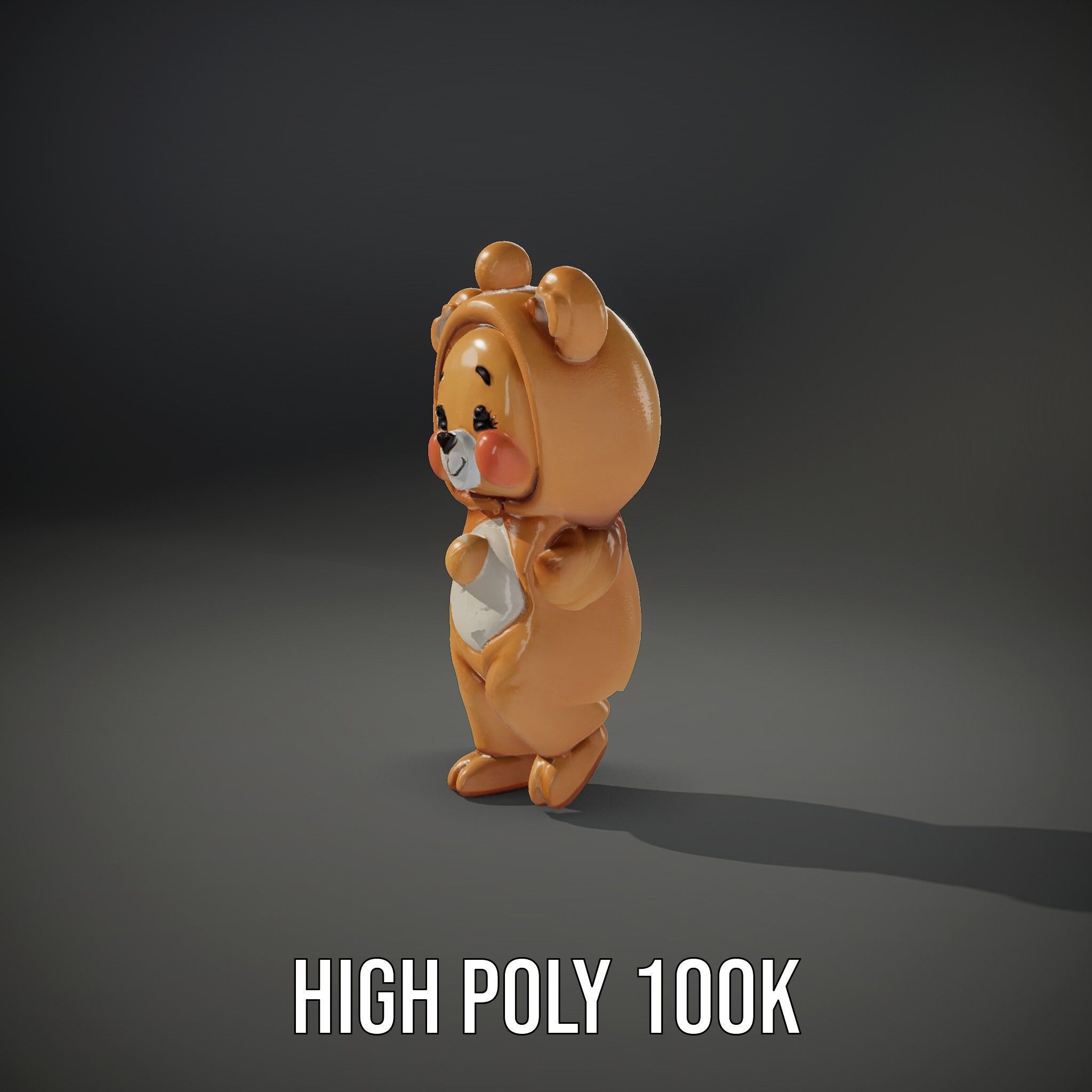 Cute Bear Character Rigged and Animated for Games and VR Low-poly 3D model_10
