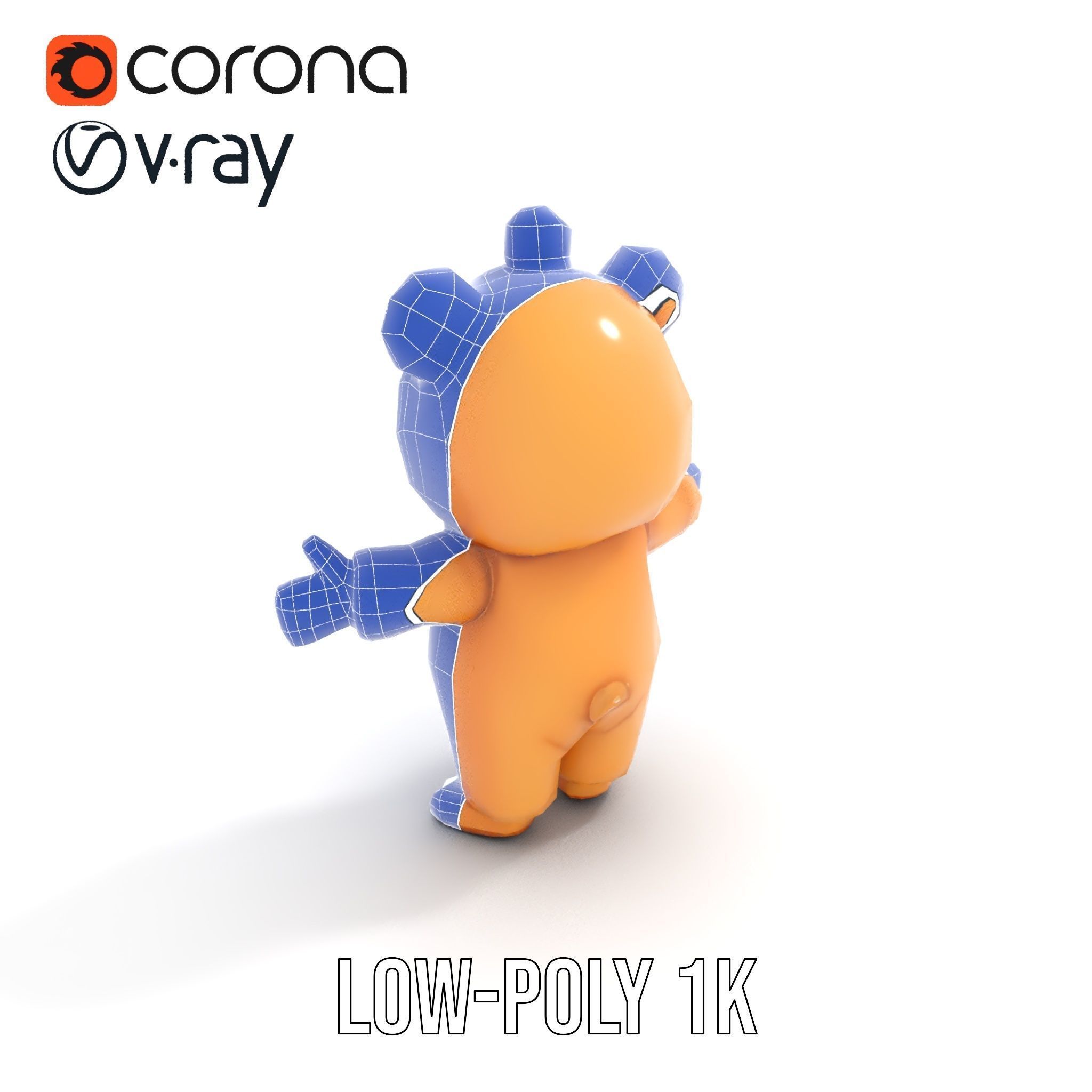 Cute Bear Character Rigged and Animated for Games and VR Low-poly 3D model_28