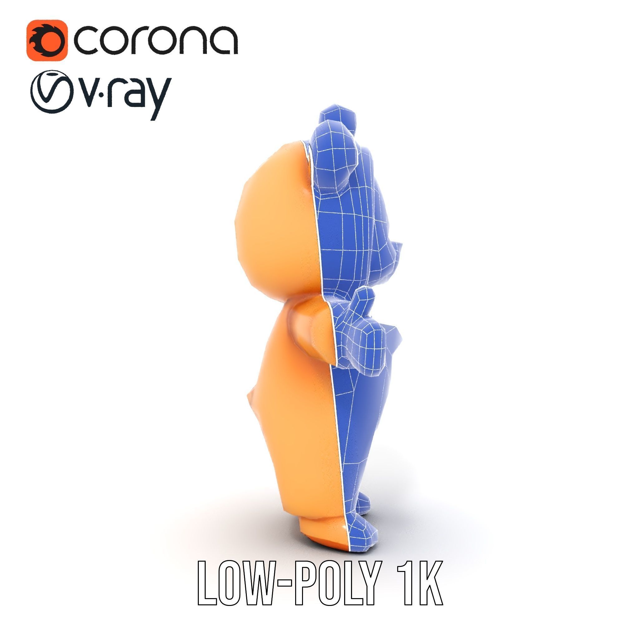 Cute Bear Character Rigged and Animated for Games and VR Low-poly 3D model_23