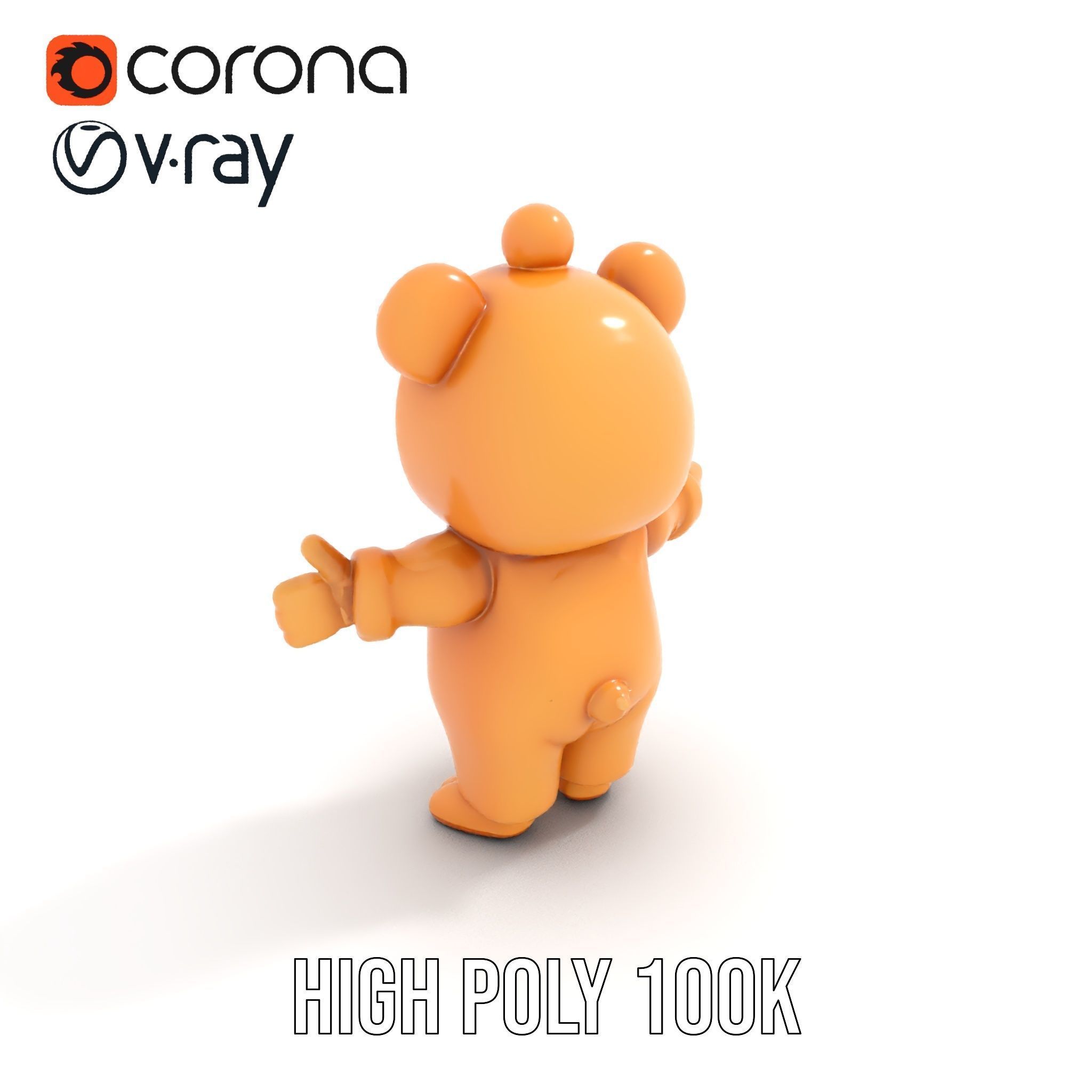 Cute Bear Character Rigged and Animated for Games and VR Low-poly 3D model_15