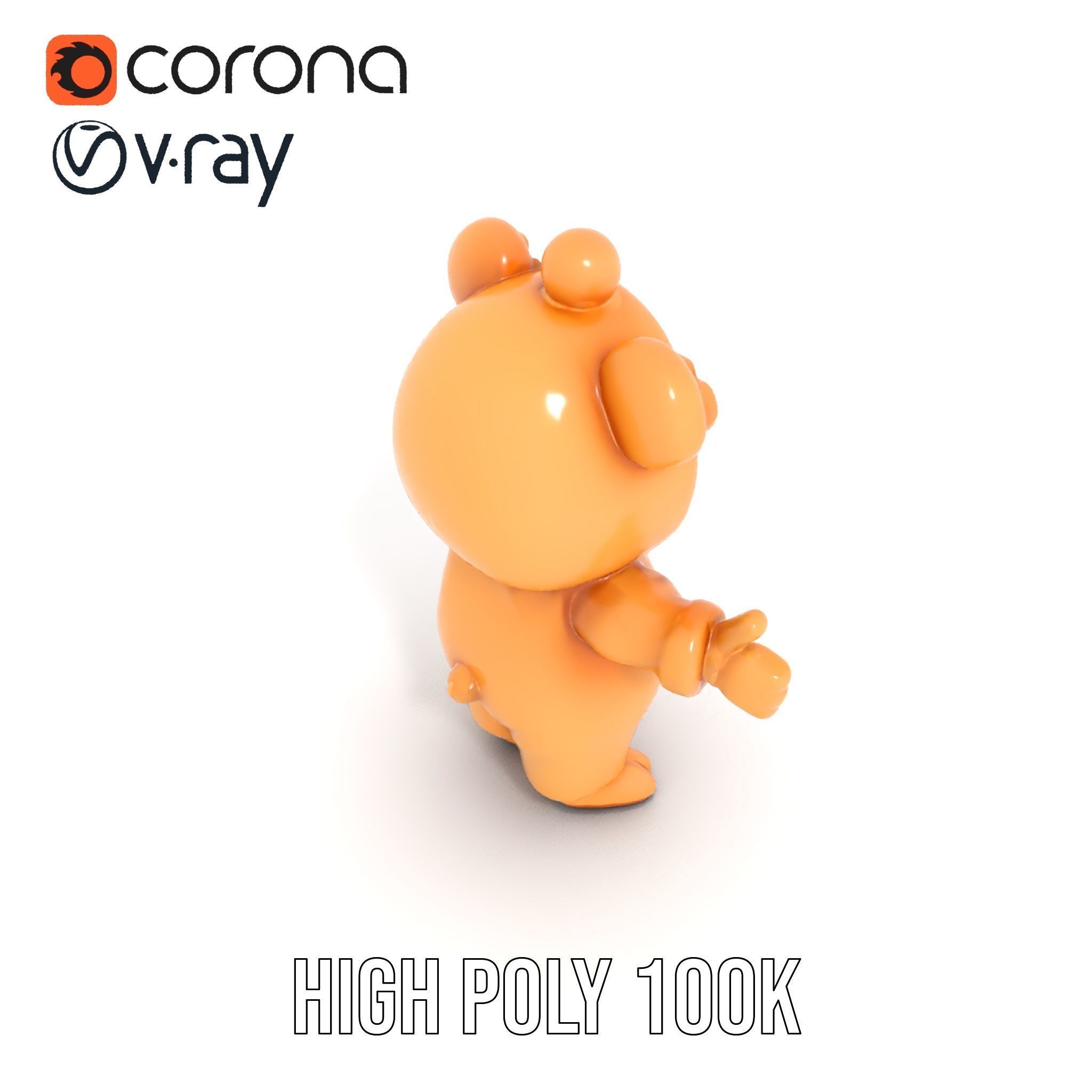Cute Bear Character Rigged and Animated for Games and VR Low-poly 3D model_24