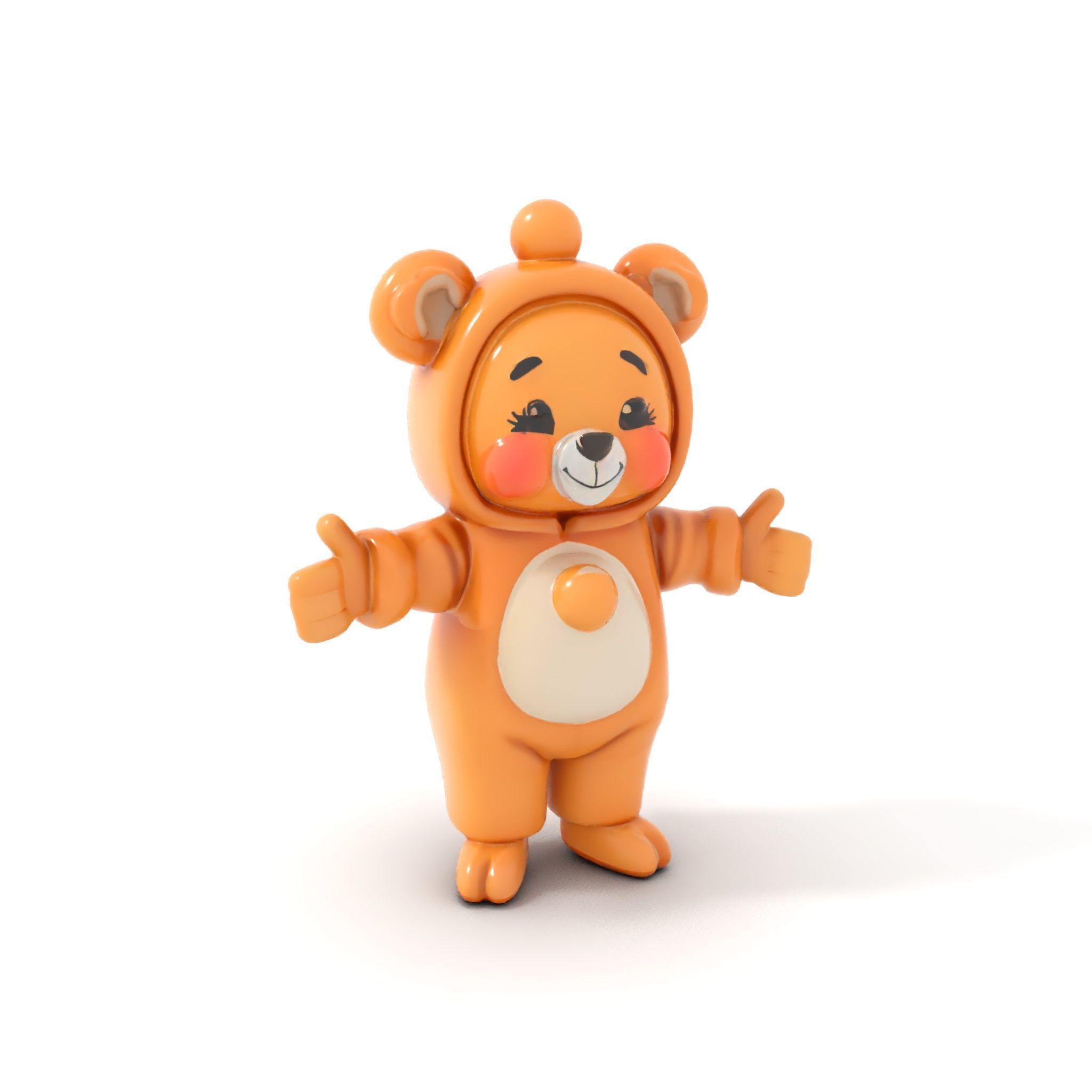 Cute Bear Character Rigged and Animated for Games and VR Low-poly 3D model_13