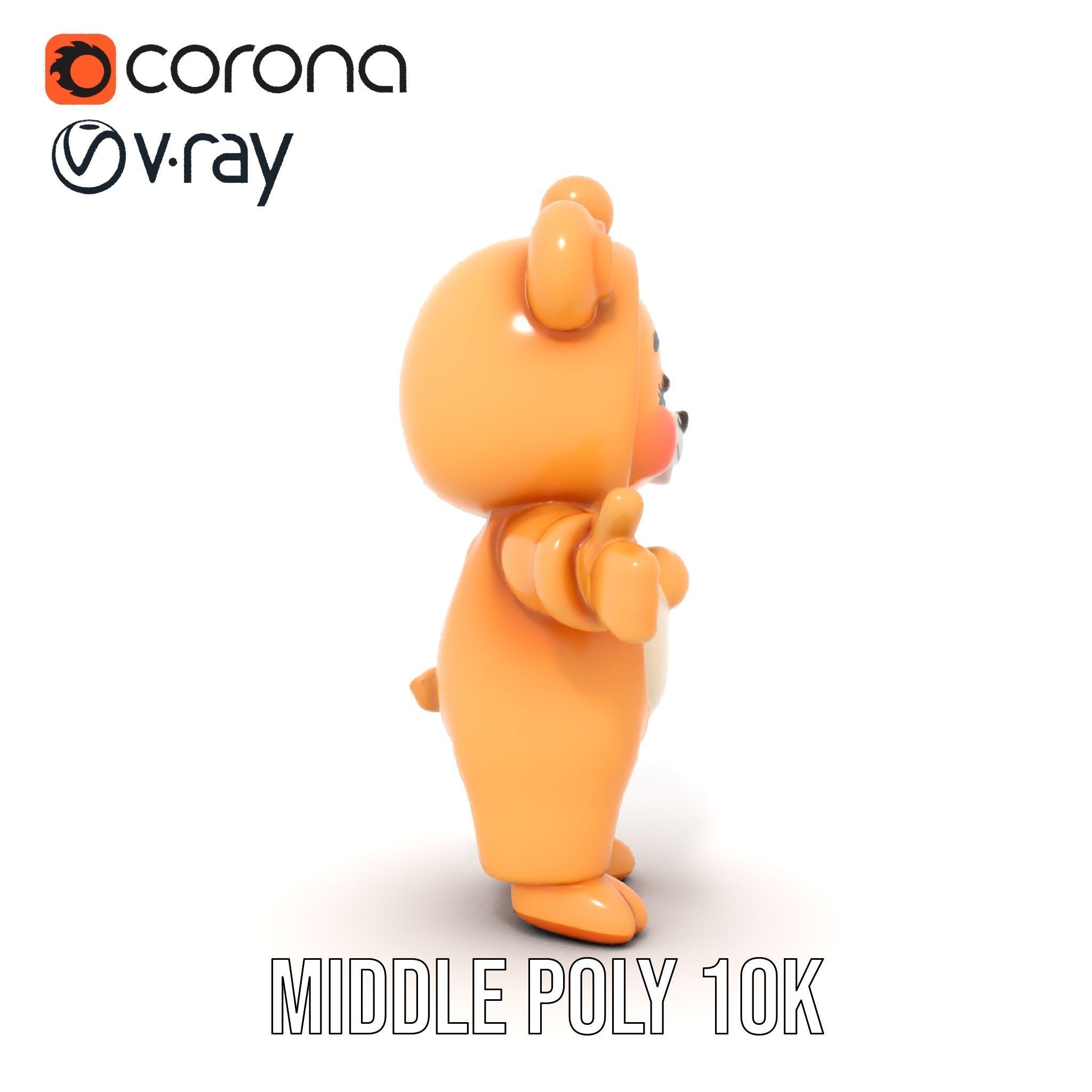 Cute Bear Character Rigged and Animated for Games and VR Low-poly 3D model_25