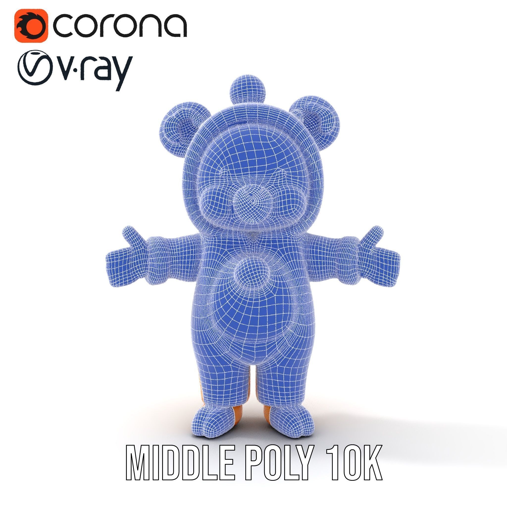 Cute Bear Character Rigged and Animated for Games and VR Low-poly 3D model_19