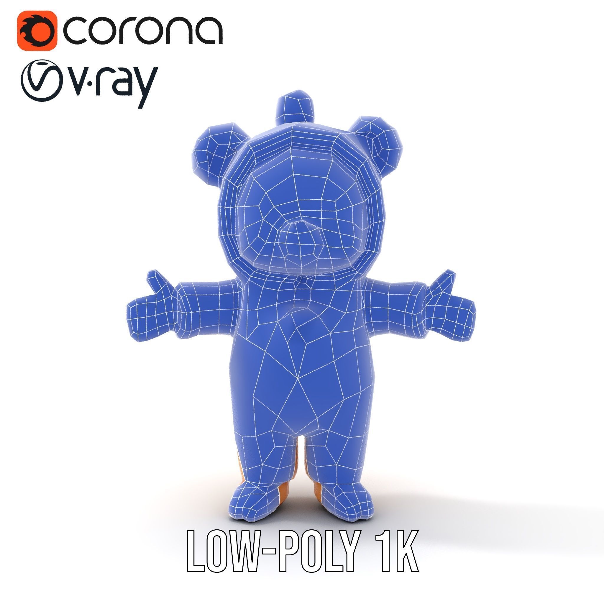 Cute Bear Character Rigged and Animated for Games and VR Low-poly 3D model_30
