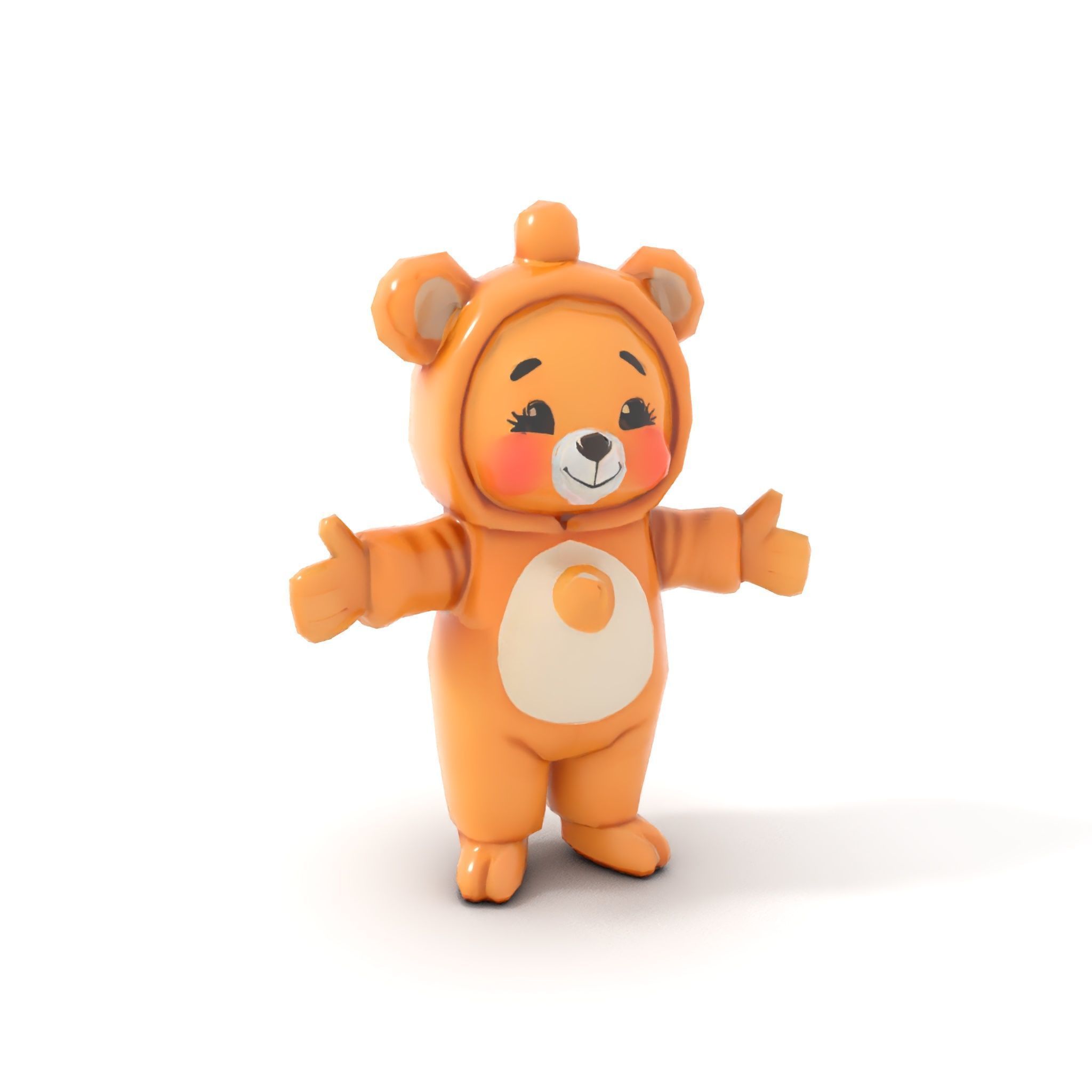 Cute Bear Character Rigged and Animated for Games and VR Low-poly 3D model_17