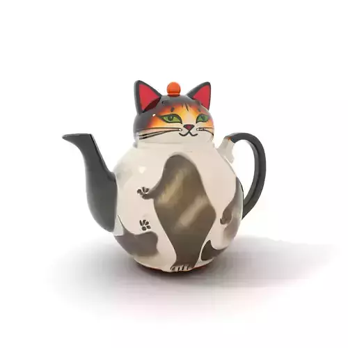 Cat Themed Teapot Model Pack with Decorative Design
