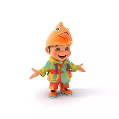 Dino Kid Character Rigged and Animated D Model for Games