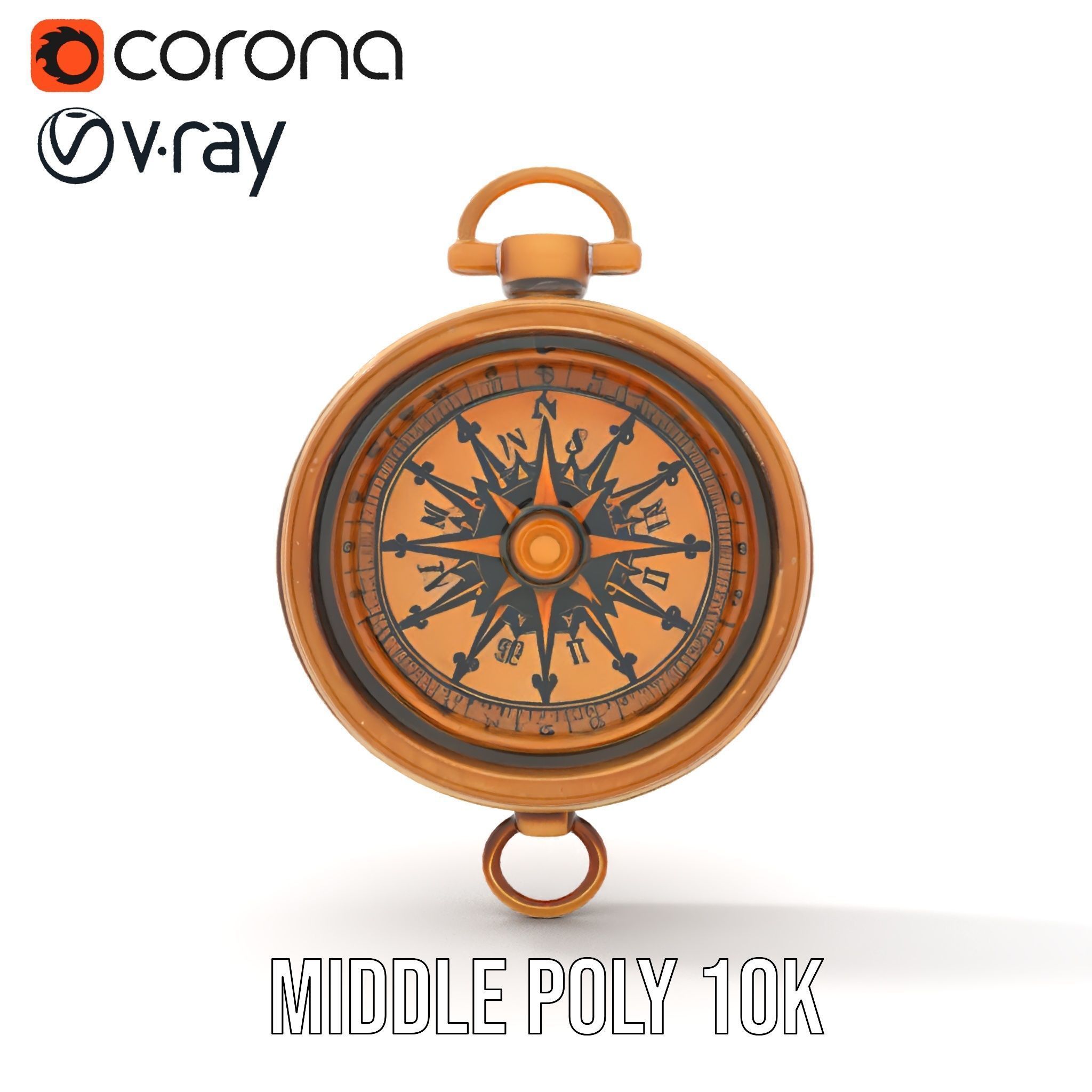 Antique Brass Compass Model Pack Low-poly 3D model_6