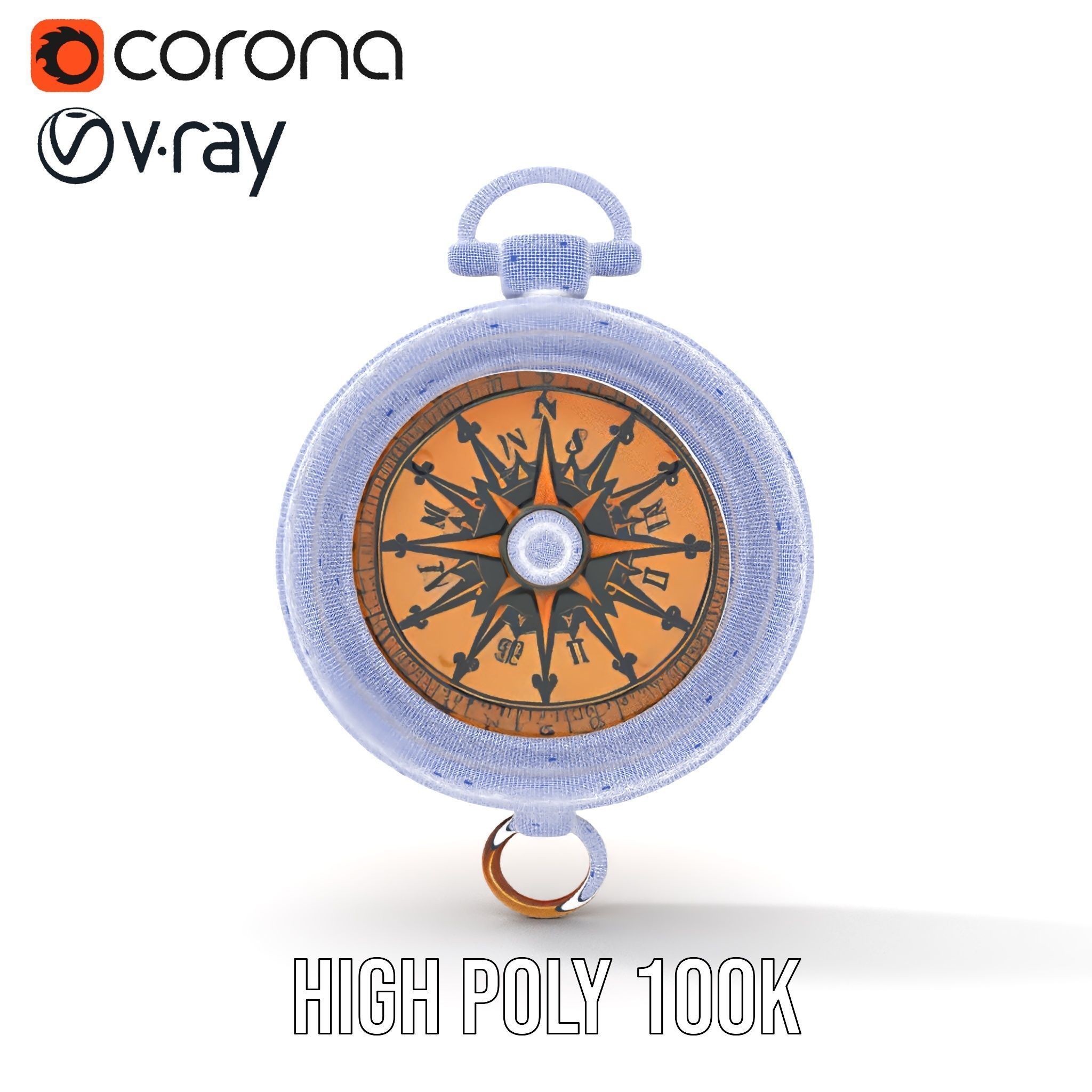 Antique Brass Compass Model Pack Low-poly 3D model_29