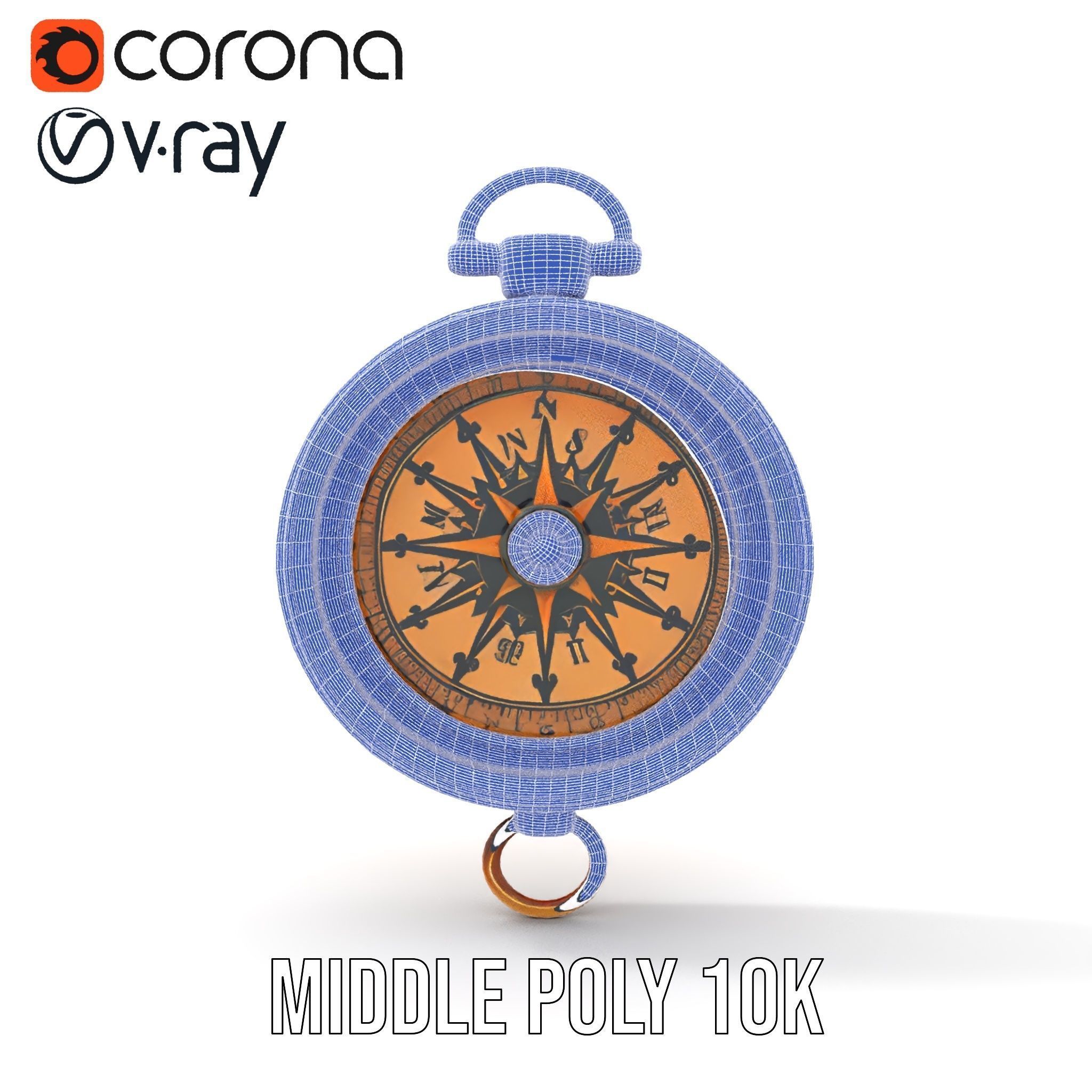 Antique Brass Compass Model Pack Low-poly 3D model_30