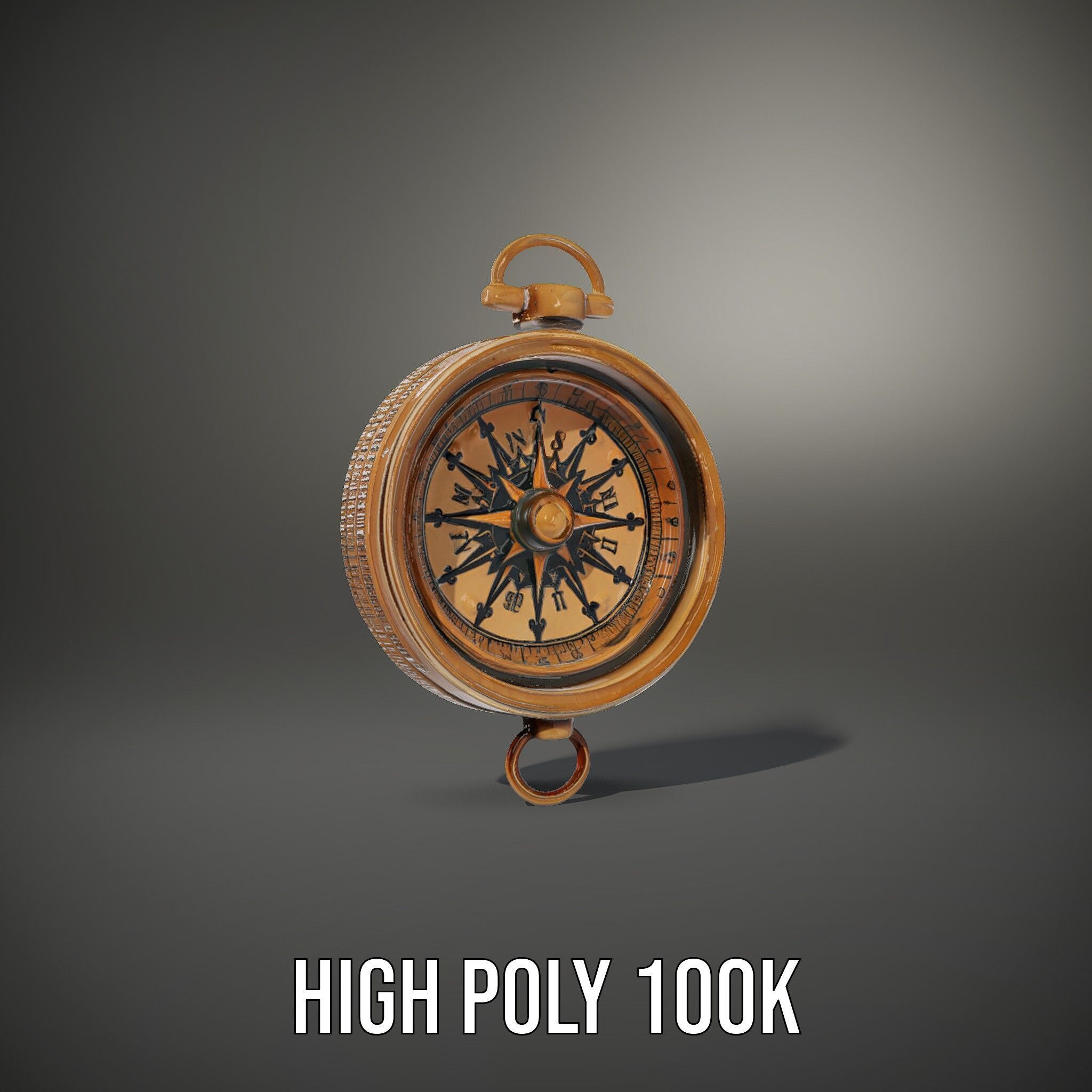 Antique Brass Compass Model Pack Low-poly 3D model_8