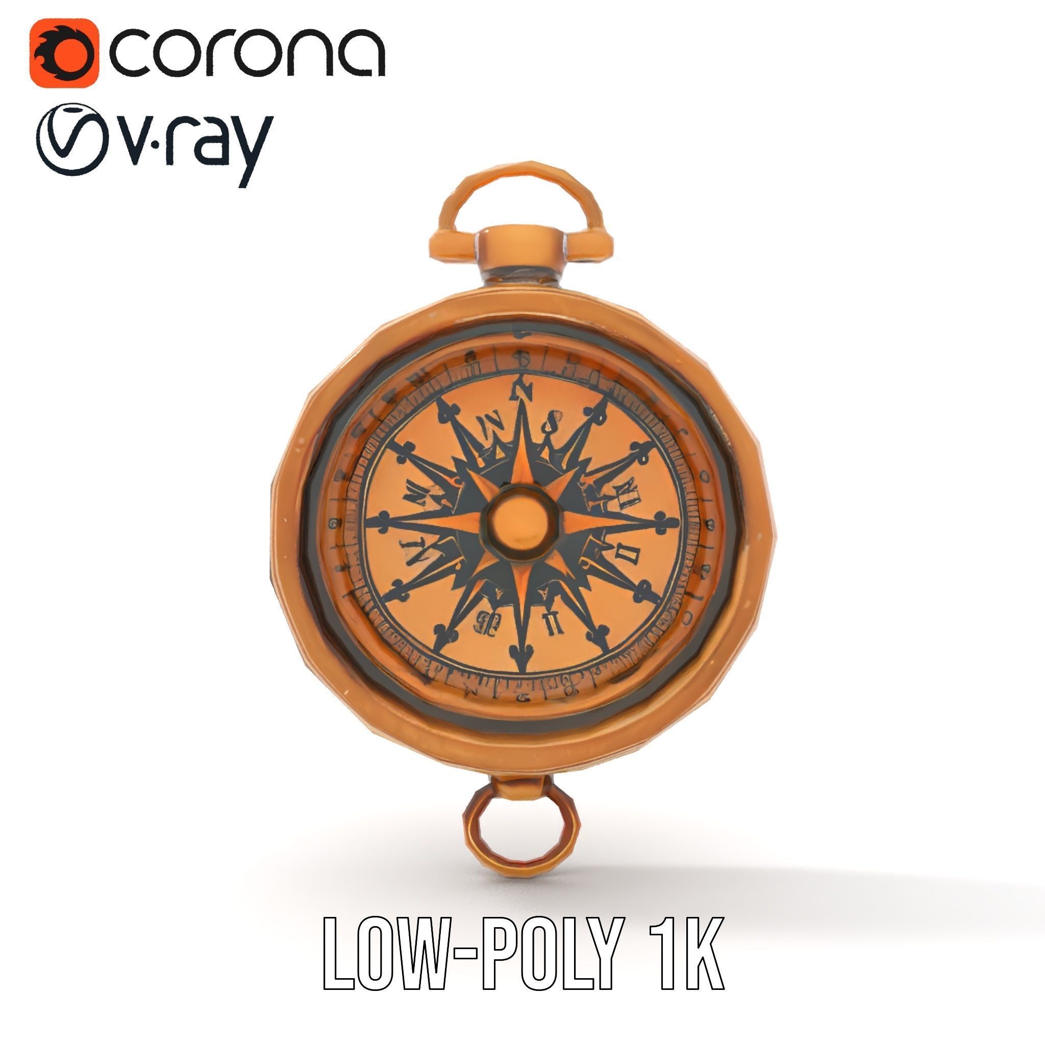 Antique Brass Compass Model Pack Low-poly 3D model_17