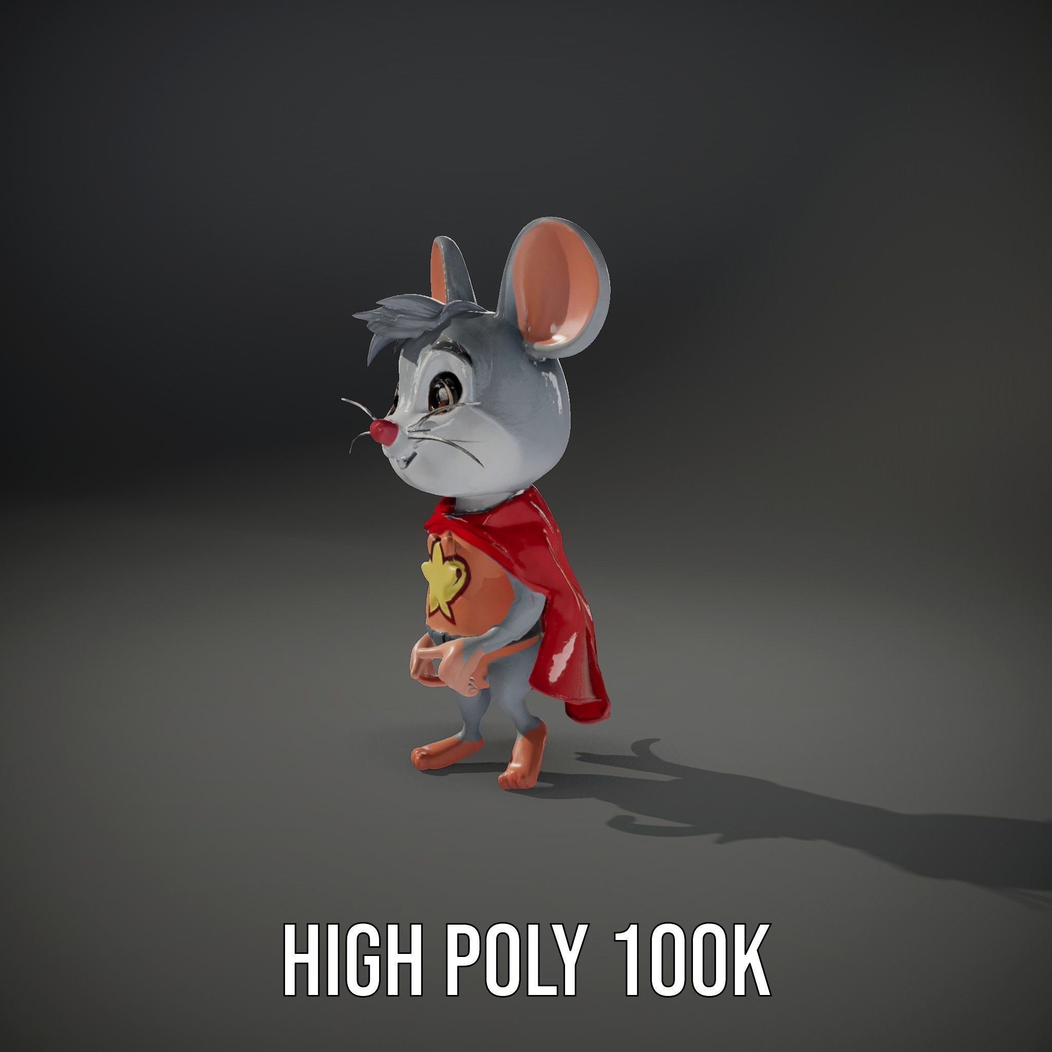 Super Mouse Hero Character Rigged and Animated Low-poly 3D model_23
