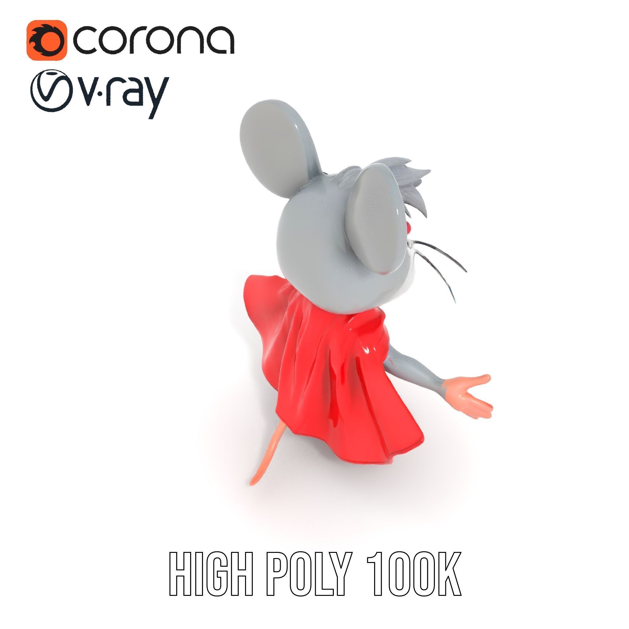 Super Mouse Hero Character Rigged and Animated Low-poly 3D model_14