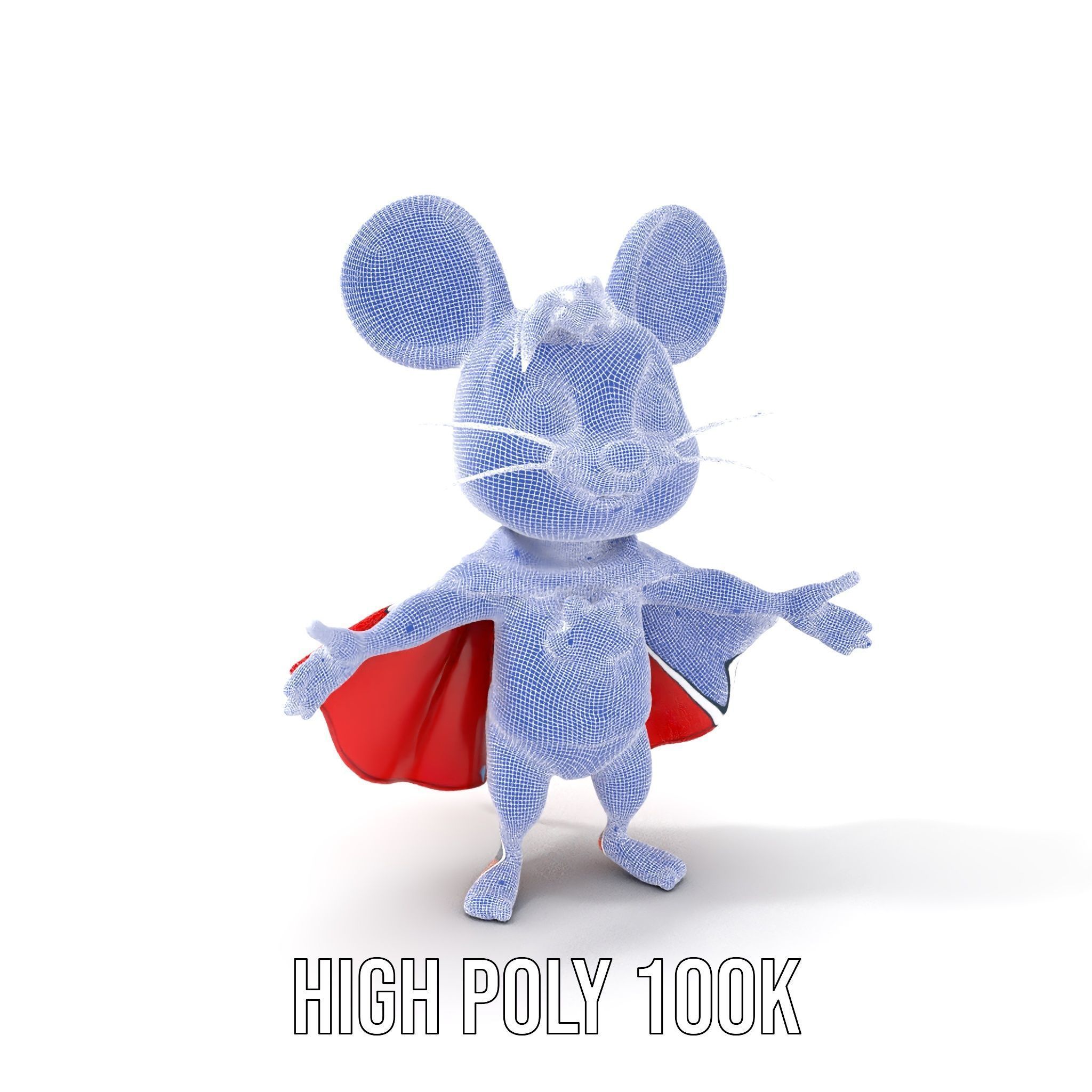 Super Mouse Hero Character Rigged and Animated Low-poly 3D model_4