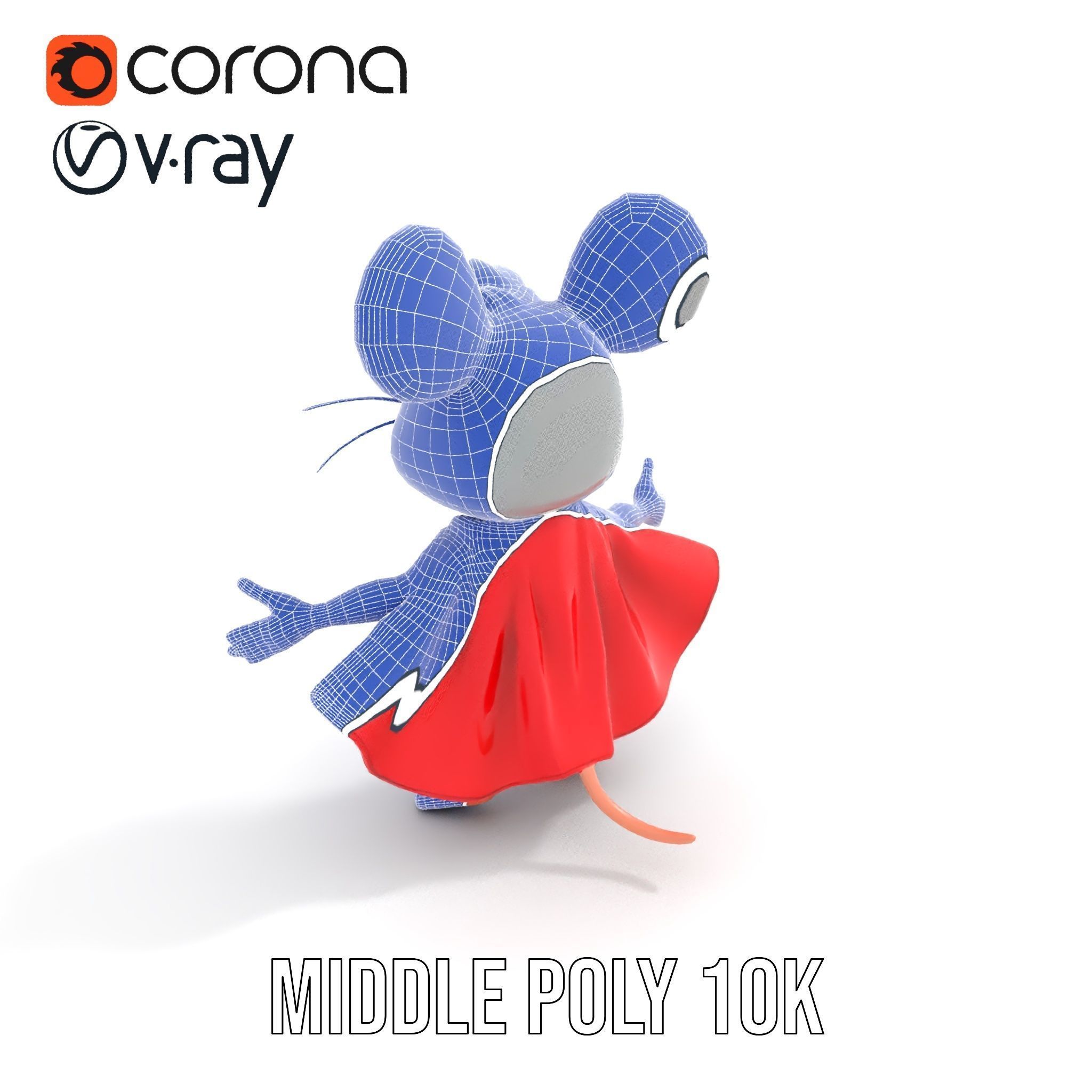 Super Mouse Hero Character Rigged and Animated Low-poly 3D model_32