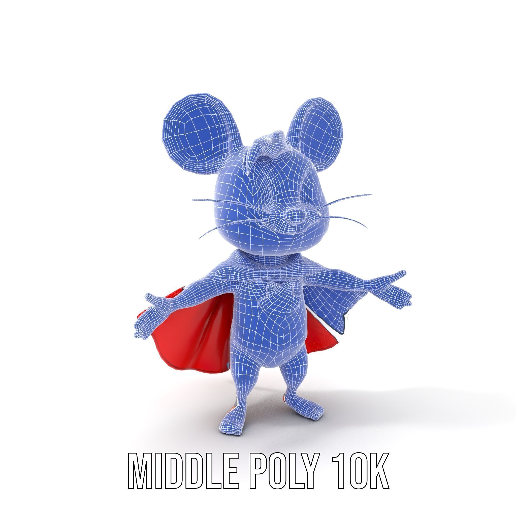 Super Mouse Hero Character Rigged and Animated Low-poly 3D model_29