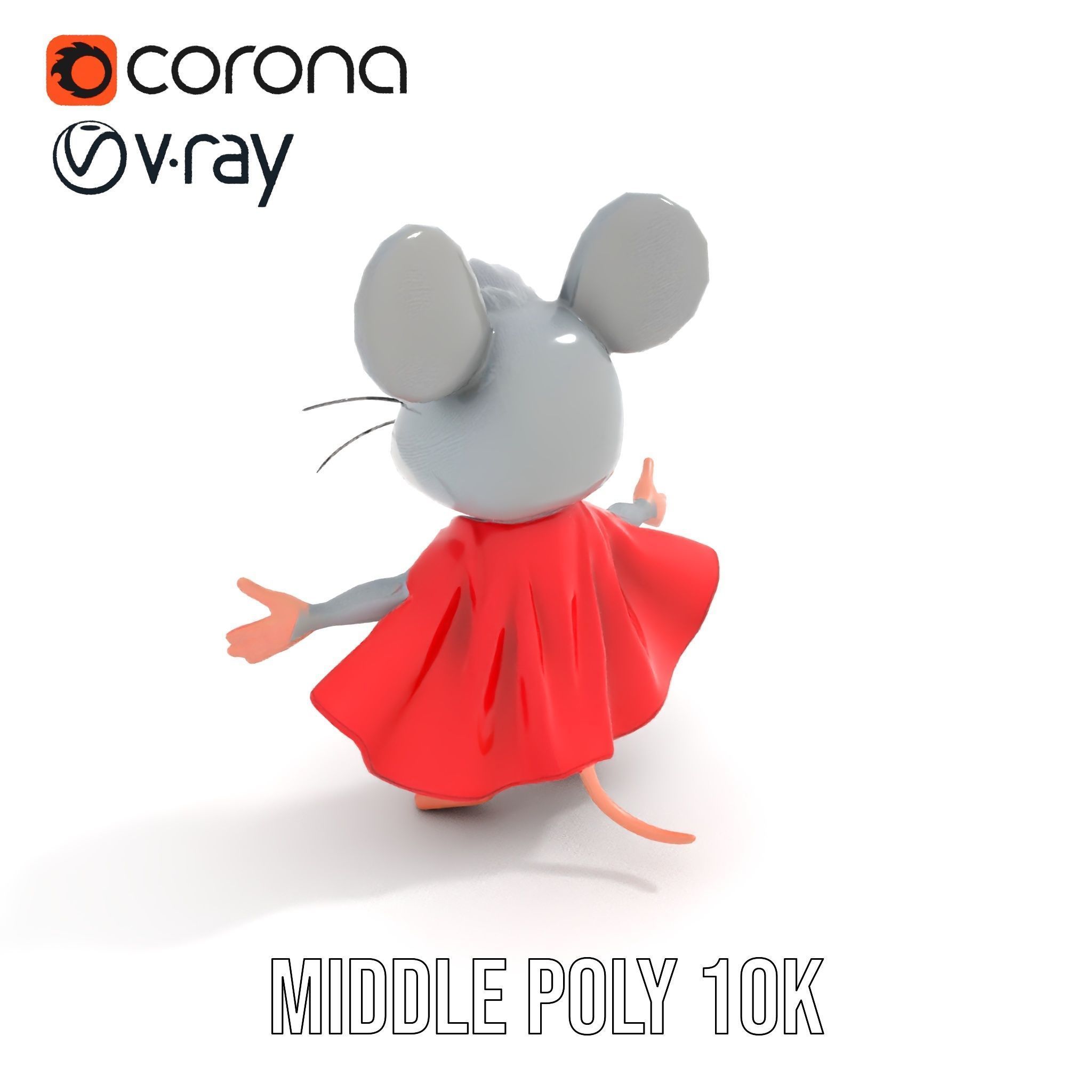 Super Mouse Hero Character Rigged and Animated Low-poly 3D model_27