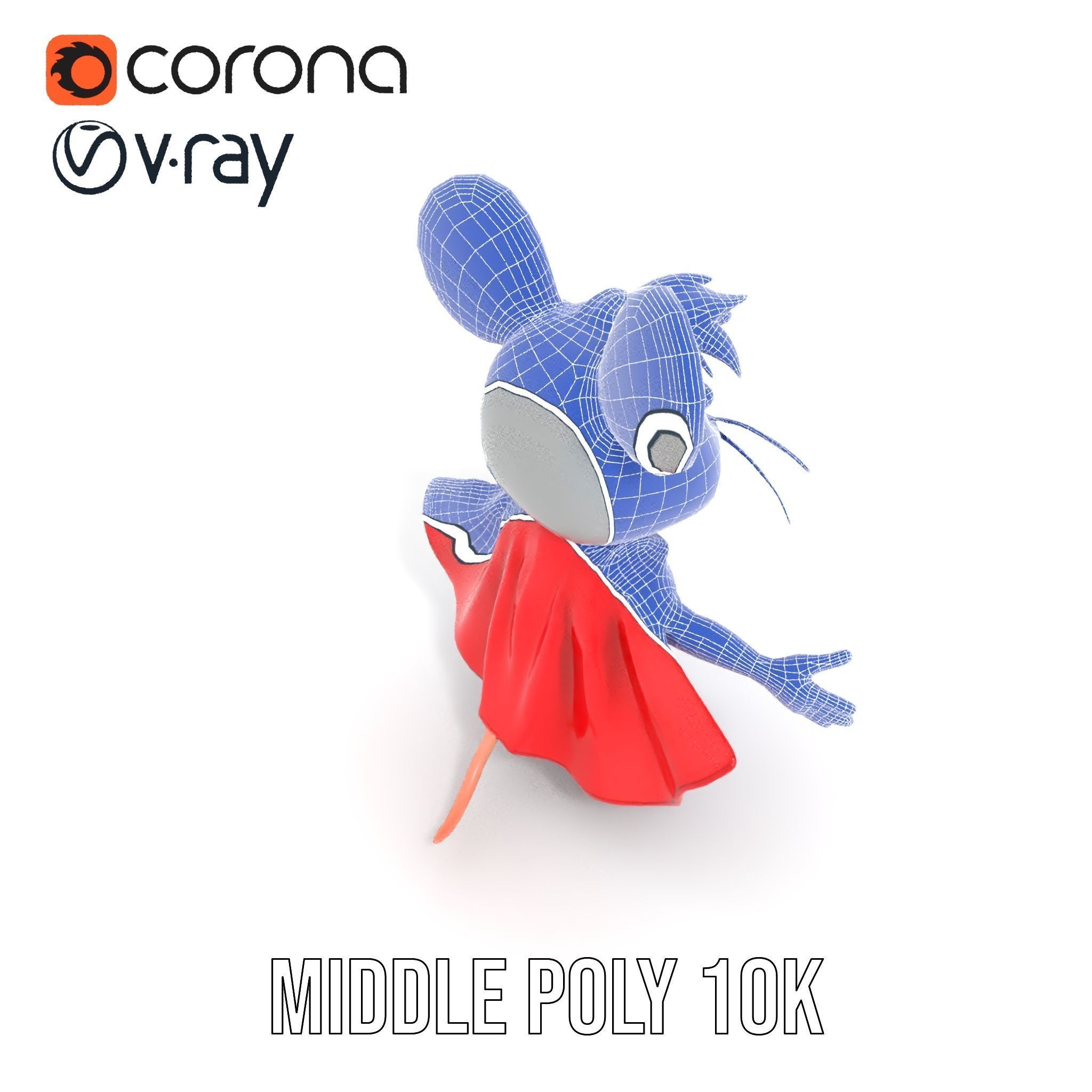 Super Mouse Hero Character Rigged and Animated Low-poly 3D model_15