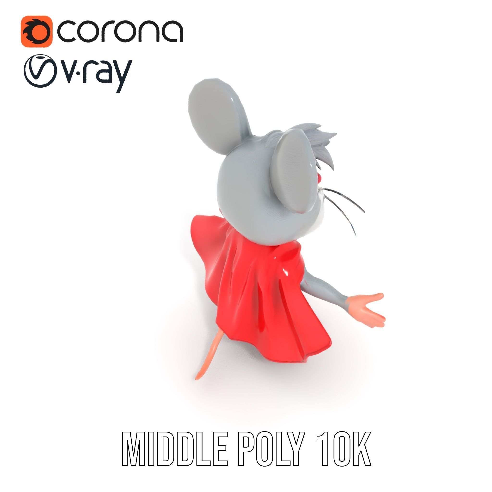 Super Mouse Hero Character Rigged and Animated Low-poly 3D model_18