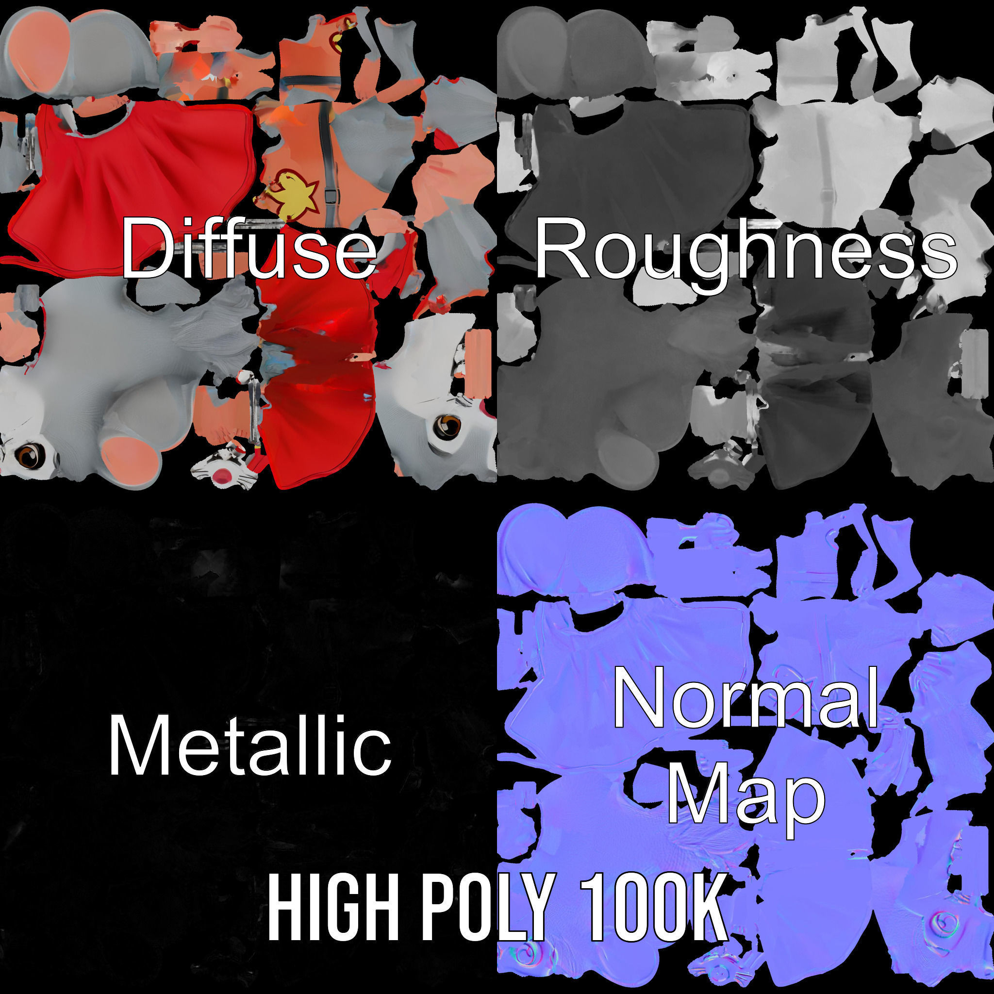 Super Mouse Hero Character Rigged and Animated Low-poly 3D model_3