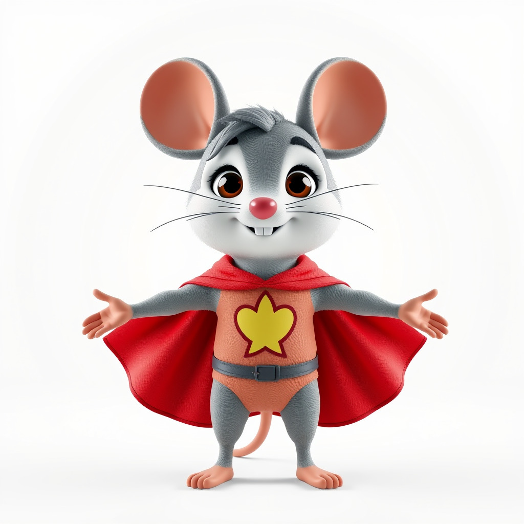 Super Mouse Hero Character Rigged and Animated Low-poly 3D model_2