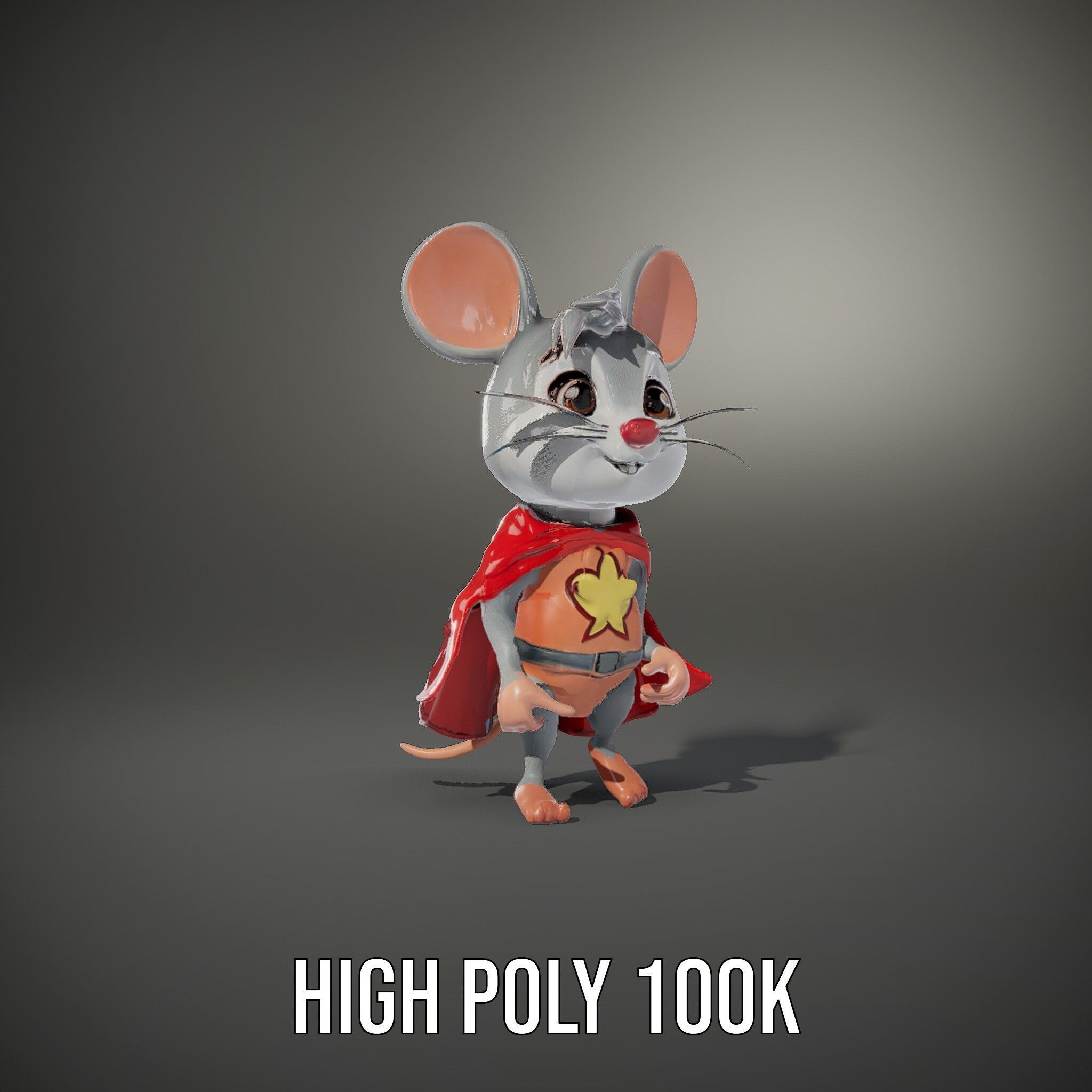 Super Mouse Hero Character Rigged and Animated Low-poly 3D model_20