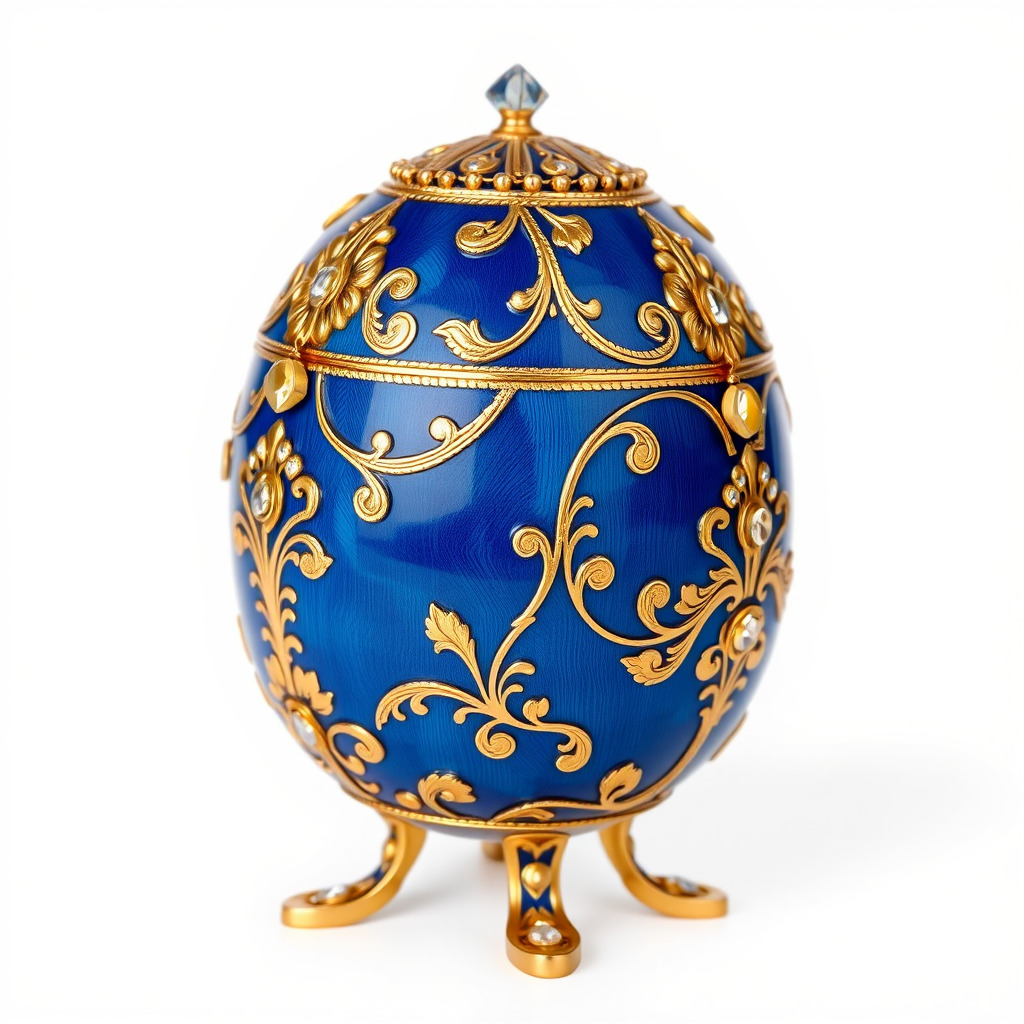 Ornate Royal Blue Egg with Gold Accents Model Pack Low-poly 3D model_2
