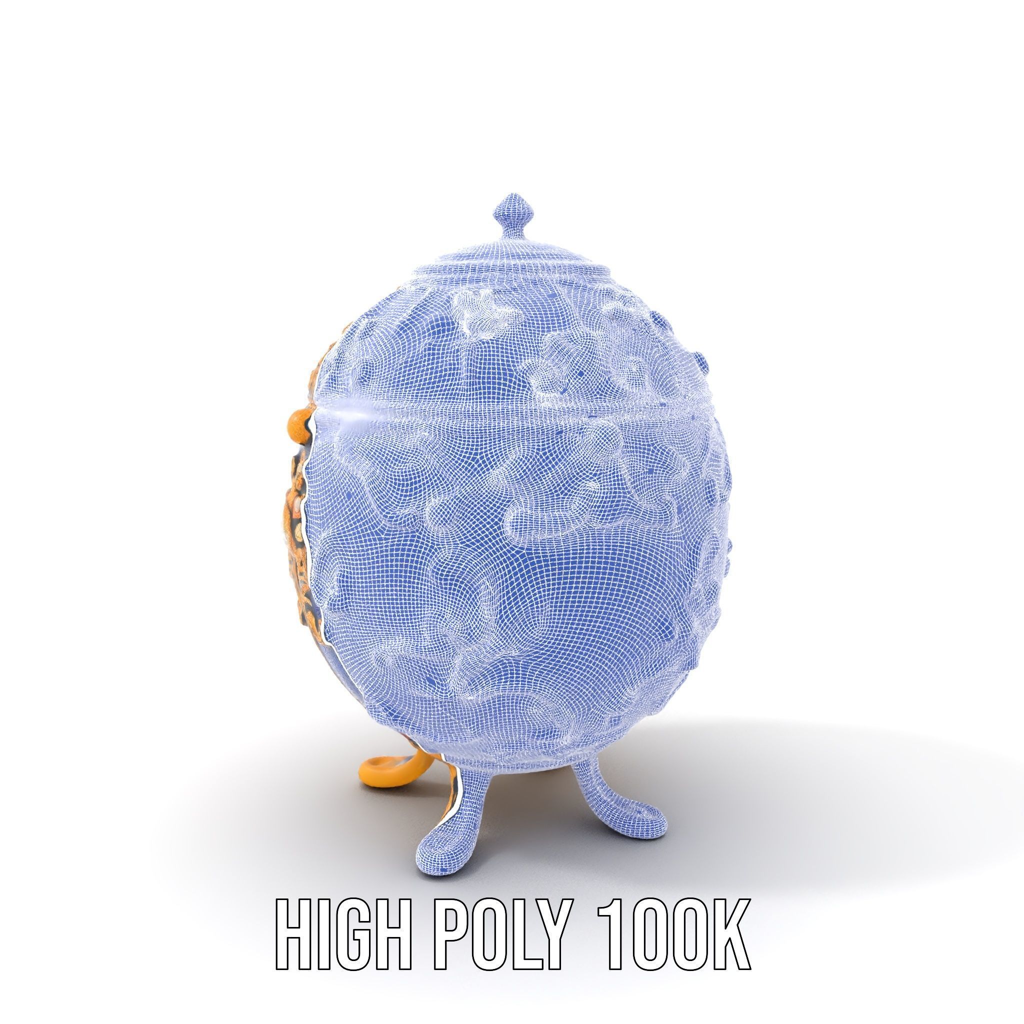 Ornate Royal Blue Egg with Gold Accents Model Pack Low-poly 3D model_4