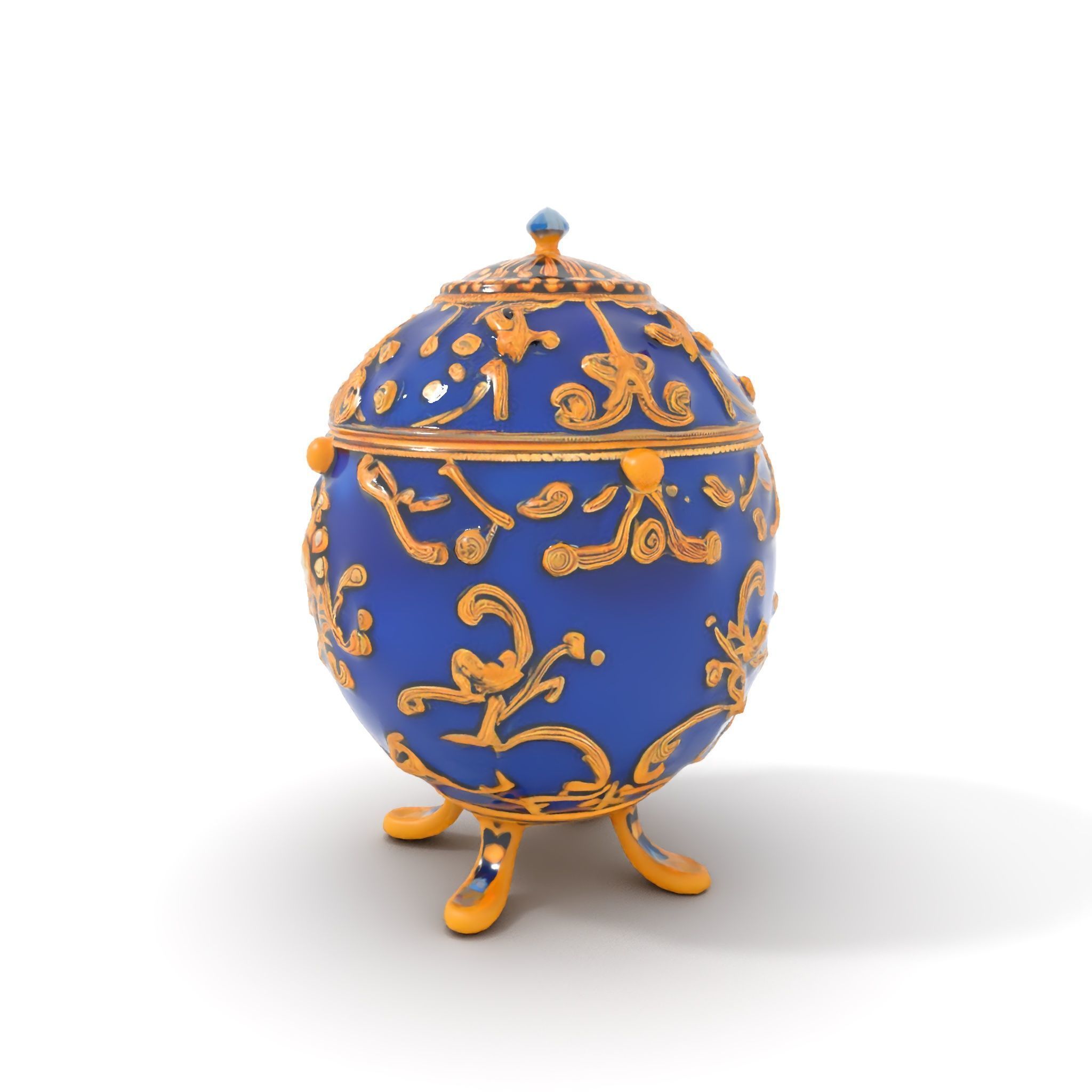 Ornate Royal Blue Egg with Gold Accents Model Pack Low-poly 3D model_5