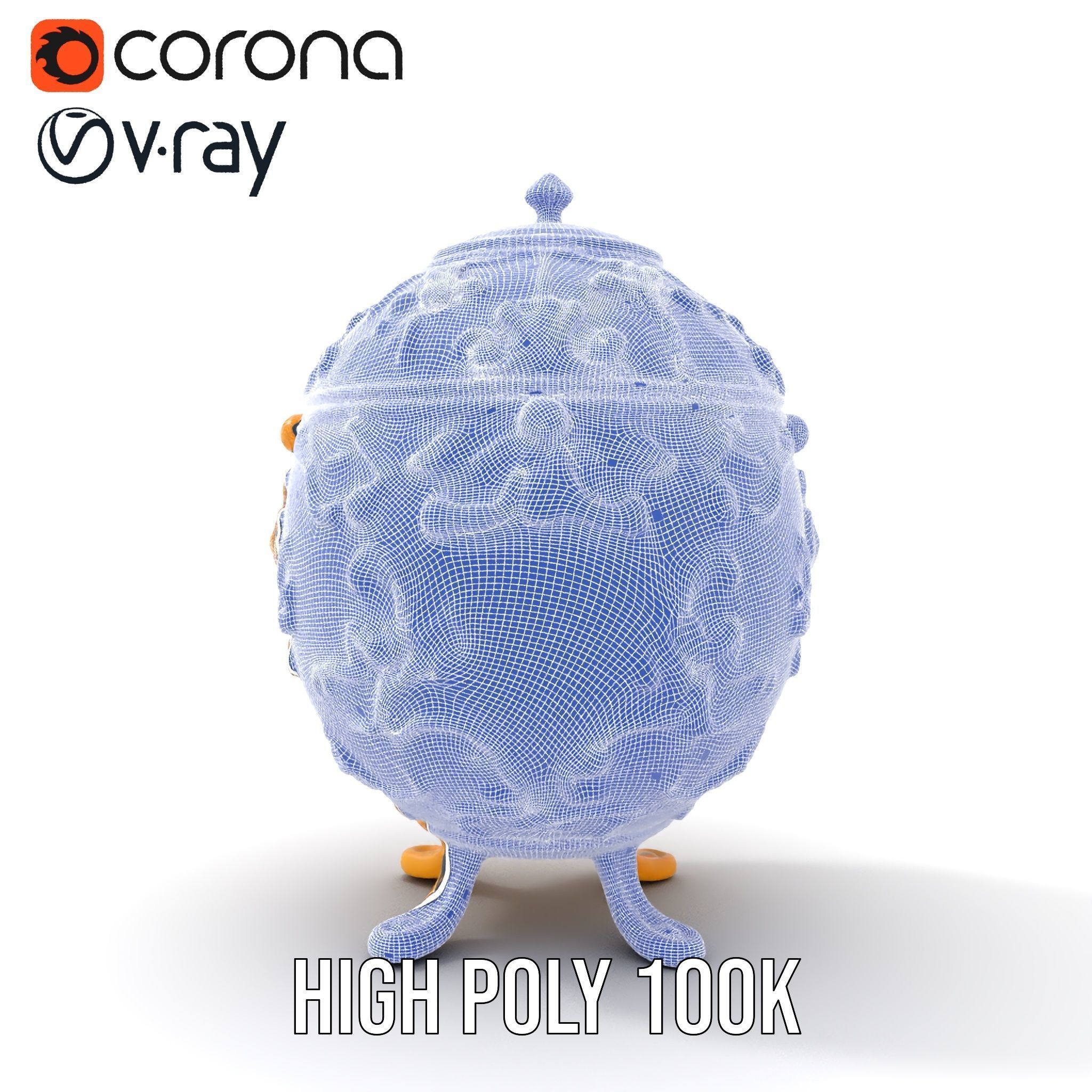 Ornate Royal Blue Egg with Gold Accents Model Pack Low-poly 3D model_34