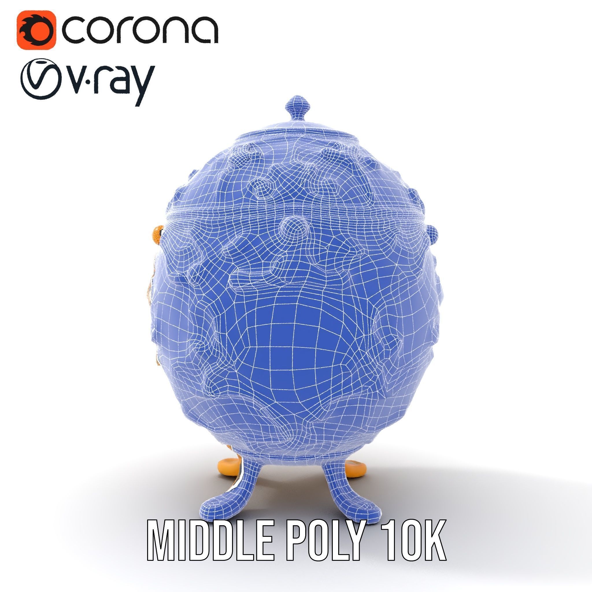 Ornate Royal Blue Egg with Gold Accents Model Pack Low-poly 3D model_27