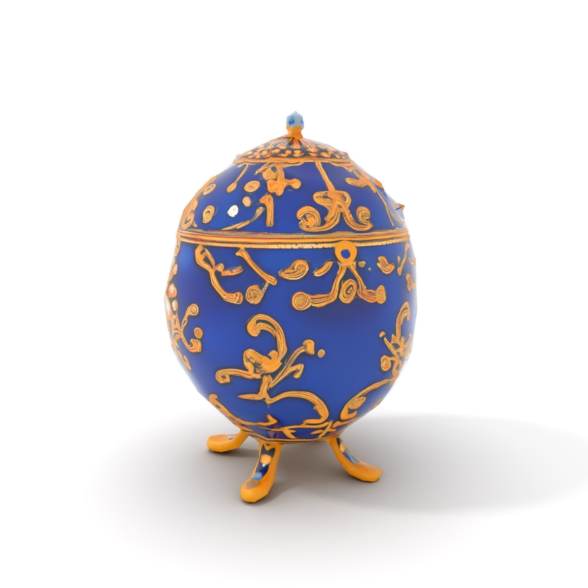 Ornate Royal Blue Egg with Gold Accents Model Pack Low-poly 3D model_10